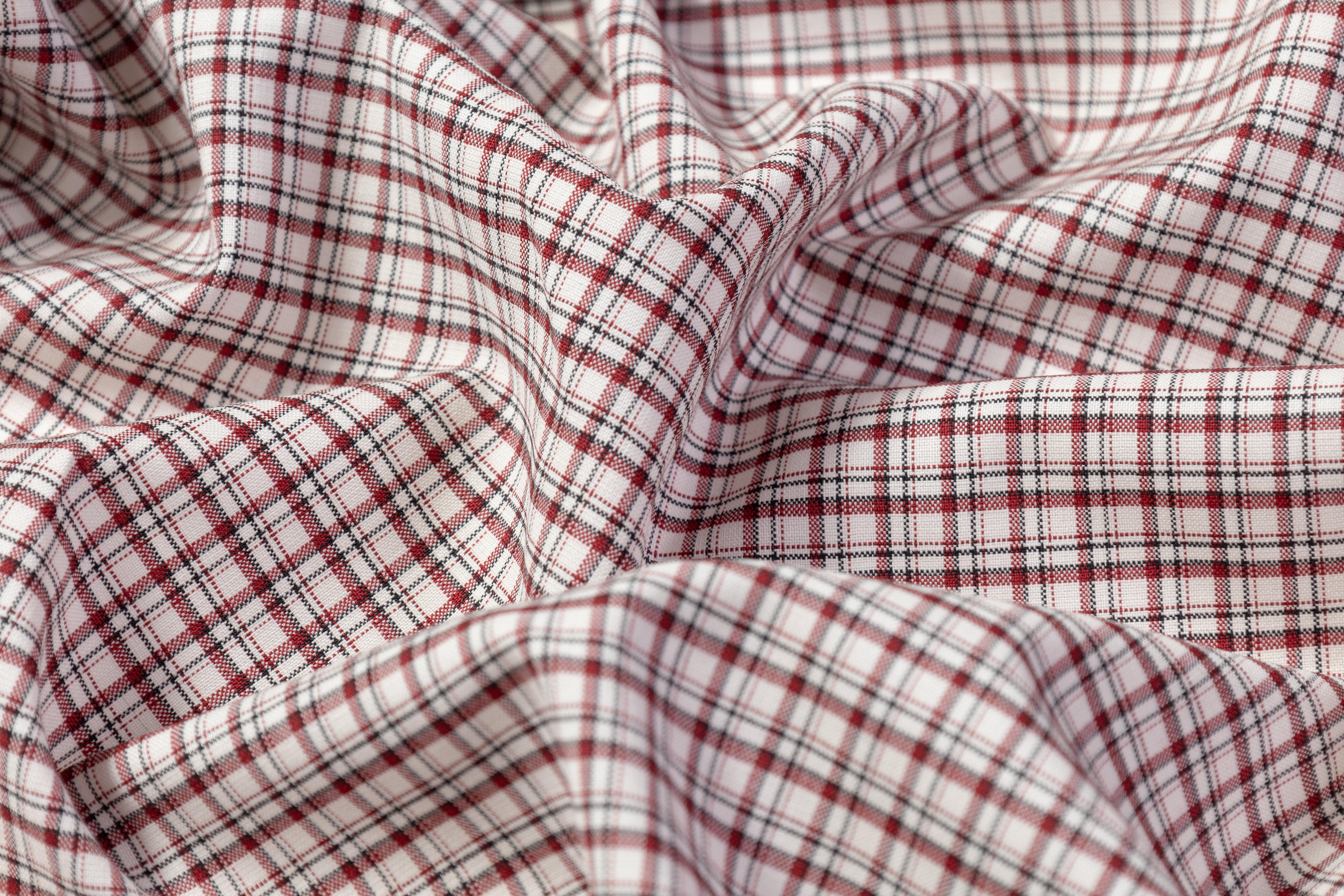 Tallia di Delfino - Checked Italian Wool Suiting - Red / Off White