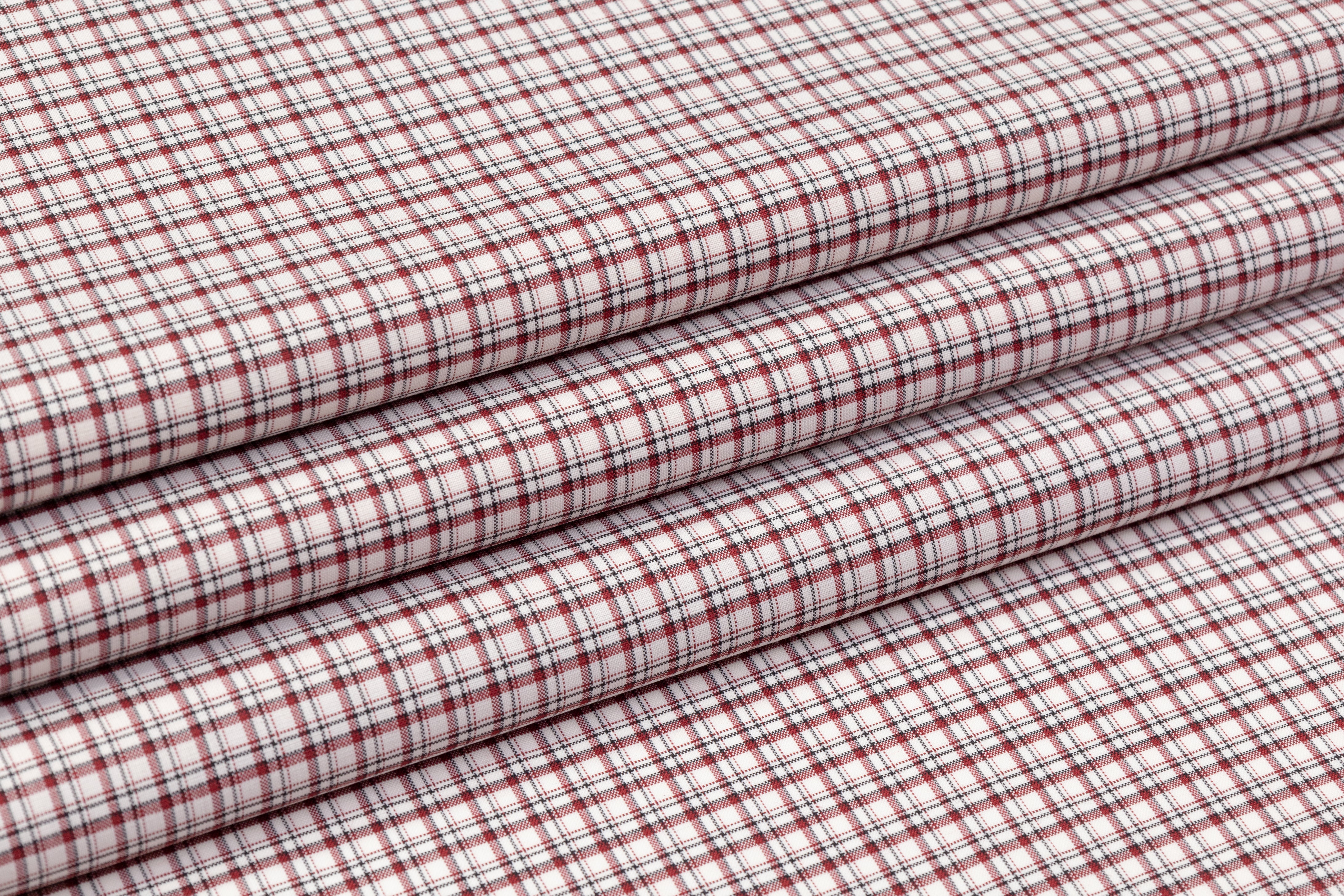 Tallia di Delfino - Checked Italian Wool Suiting - Red / Off White