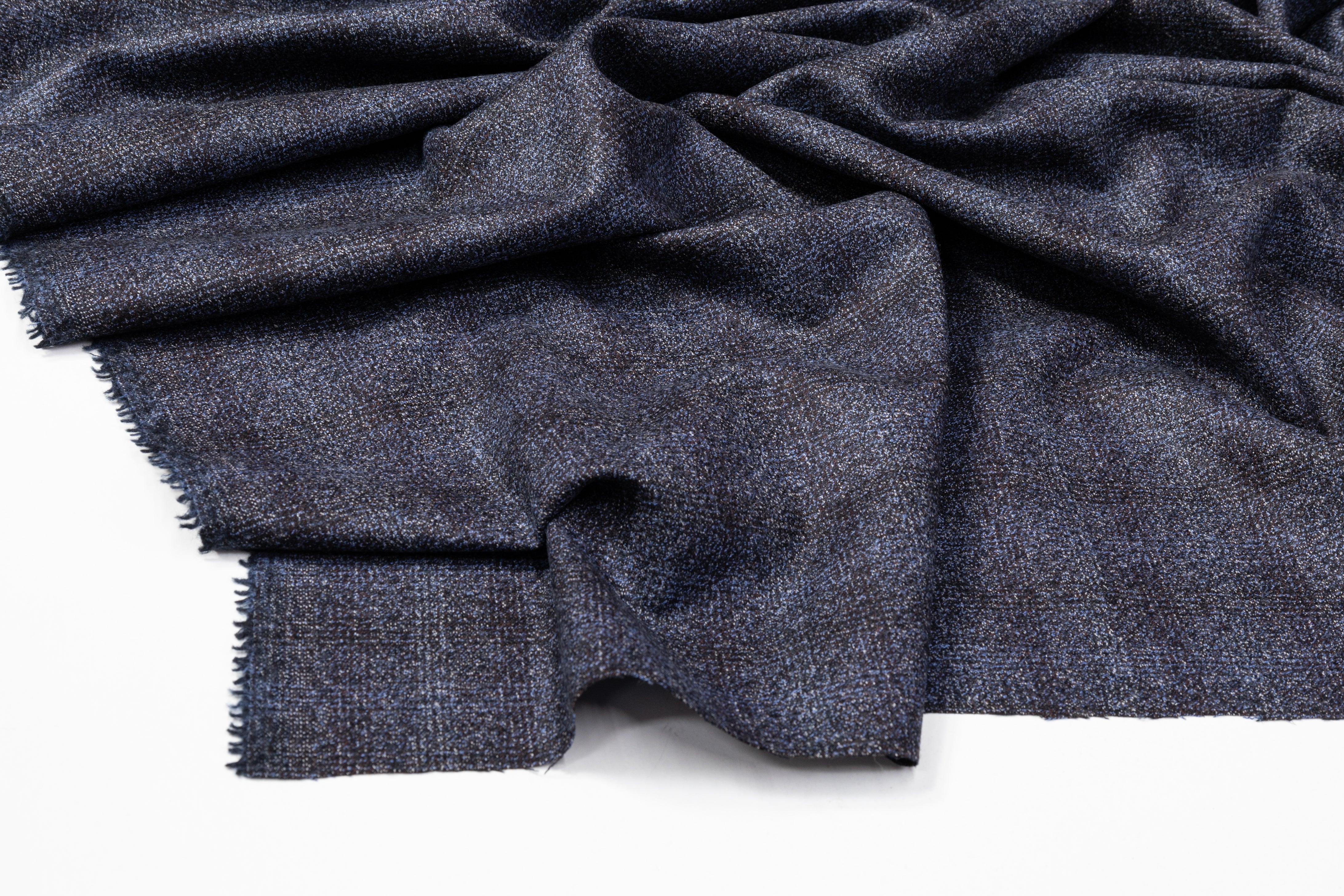 Checked Italian Wool Suiting - Navy