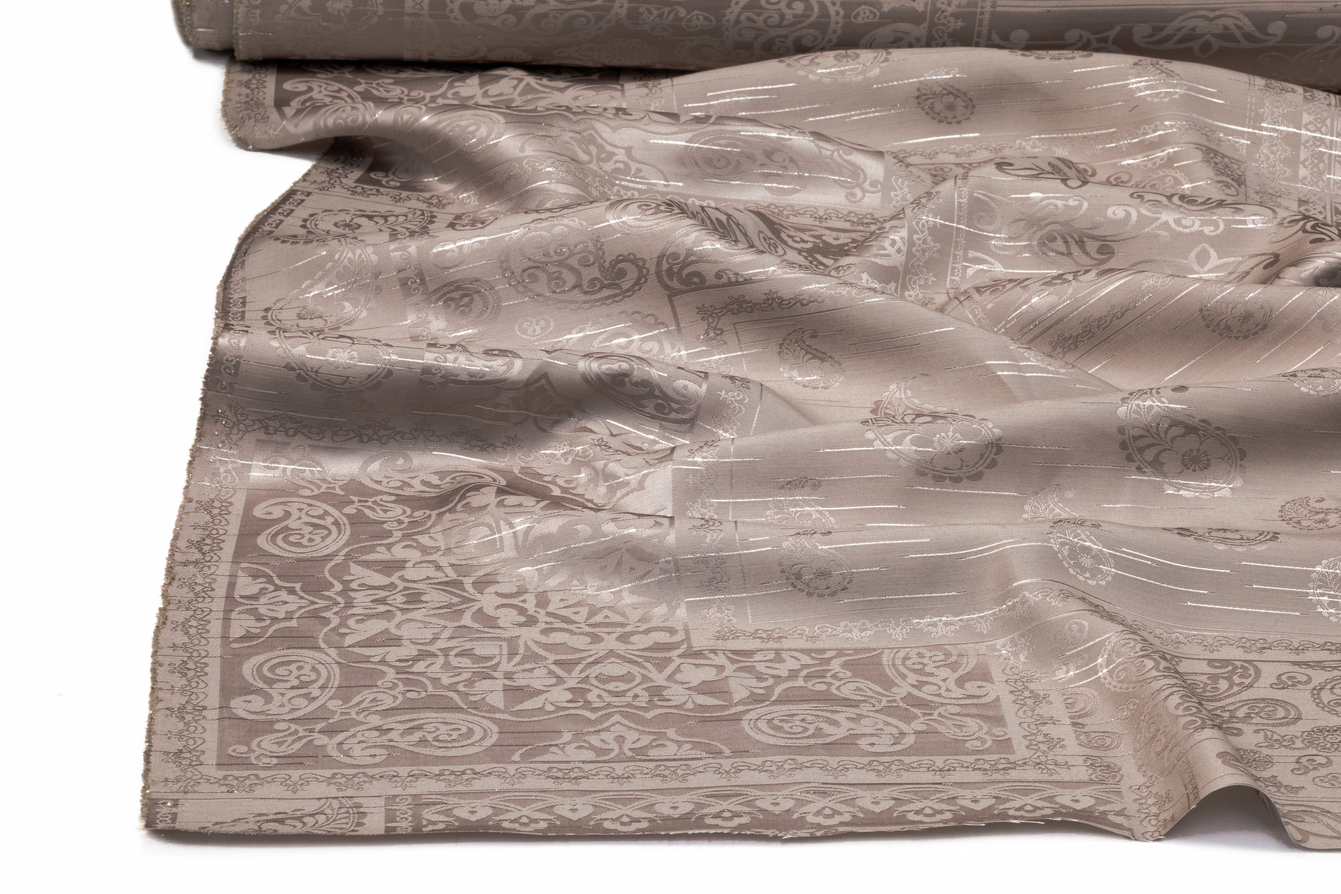 Paisley Metallic Italian Viscose Jacquard - Taupe
