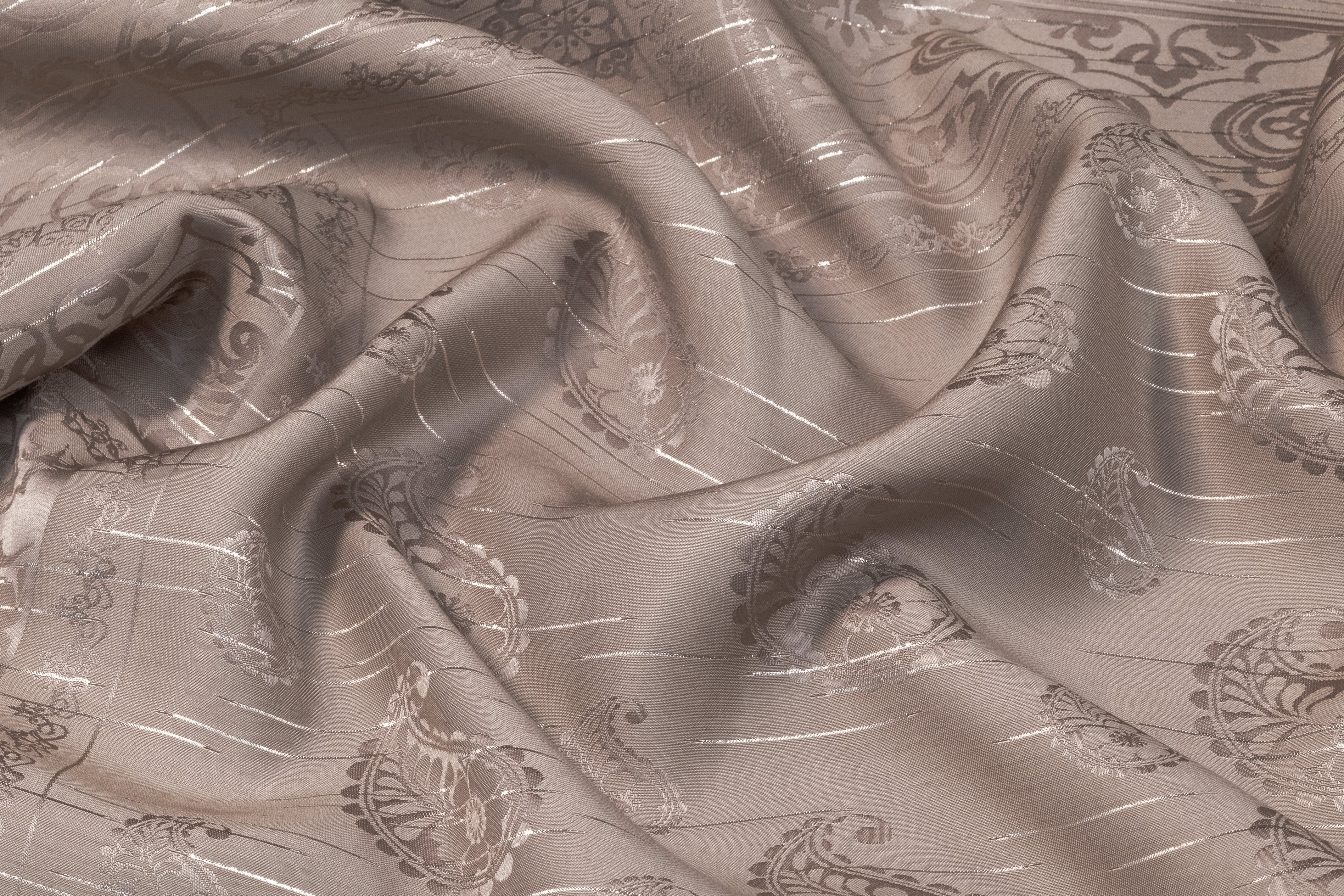 Paisley Metallic Italian Viscose Jacquard - Taupe