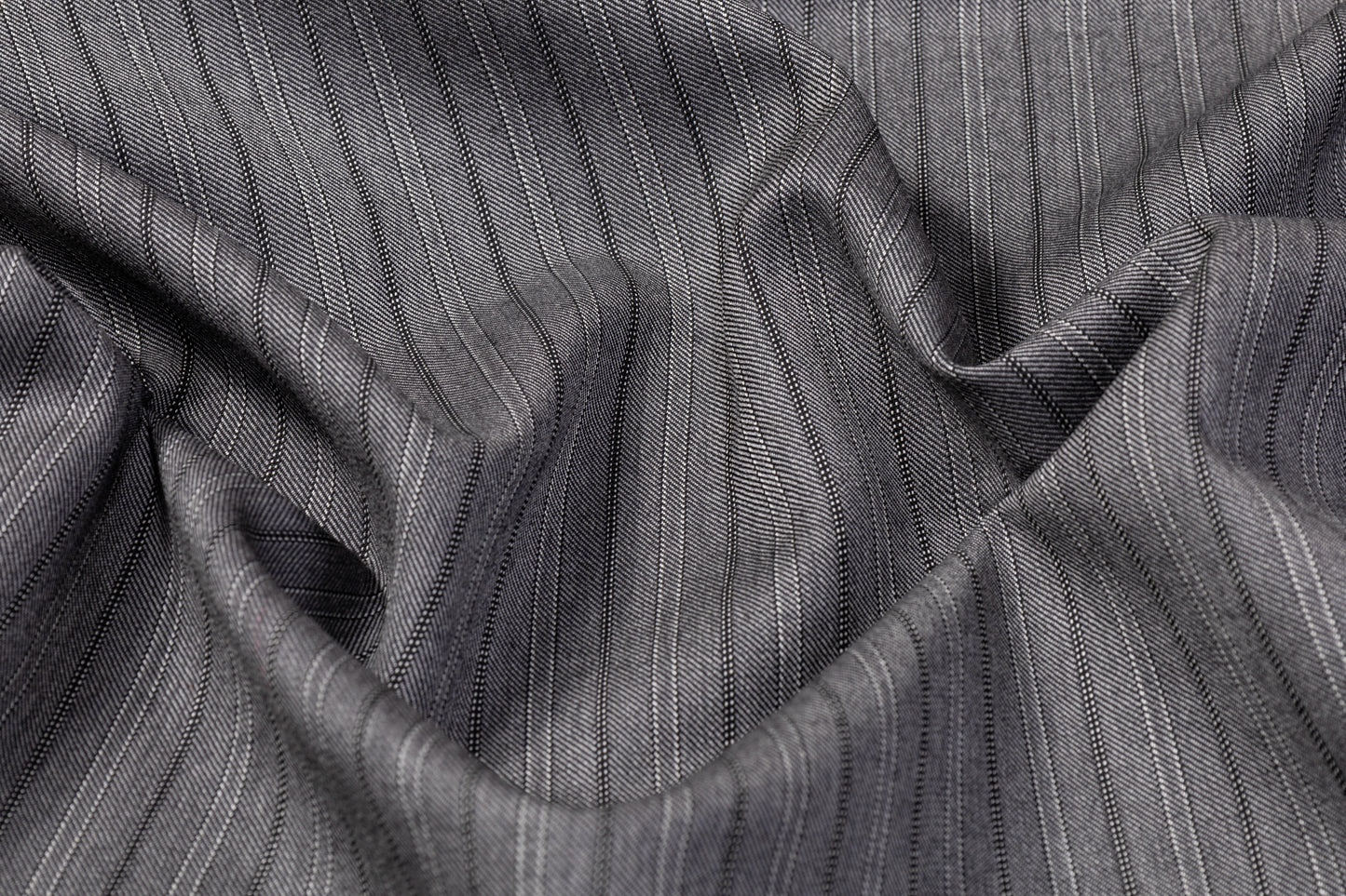 Striped Italian Wool Suiting - Gray