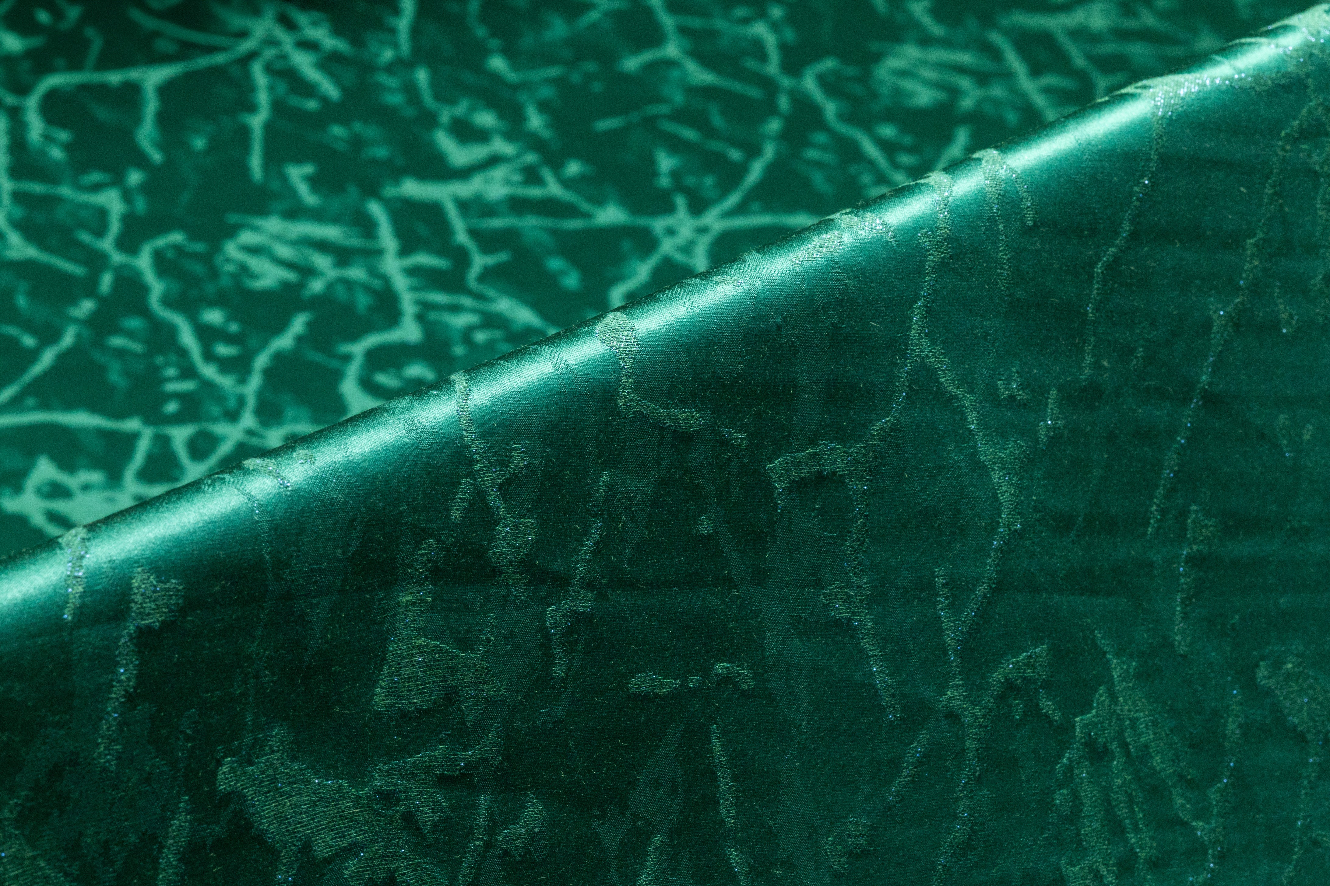 Abstract Metallic Italian Silk Viscose Jacquard - Green