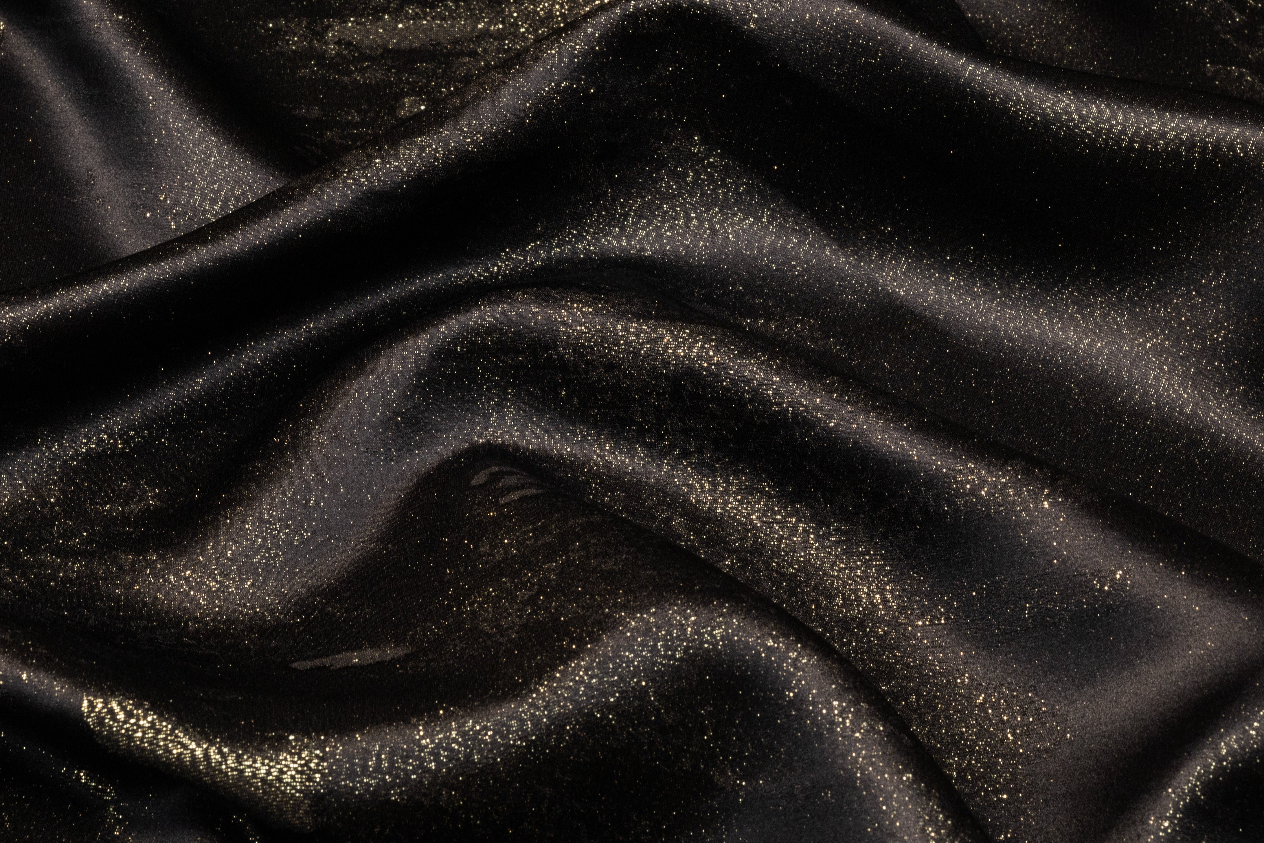 Abstract Italian Silk Viscose Metallic Jacquard - Black / Gold