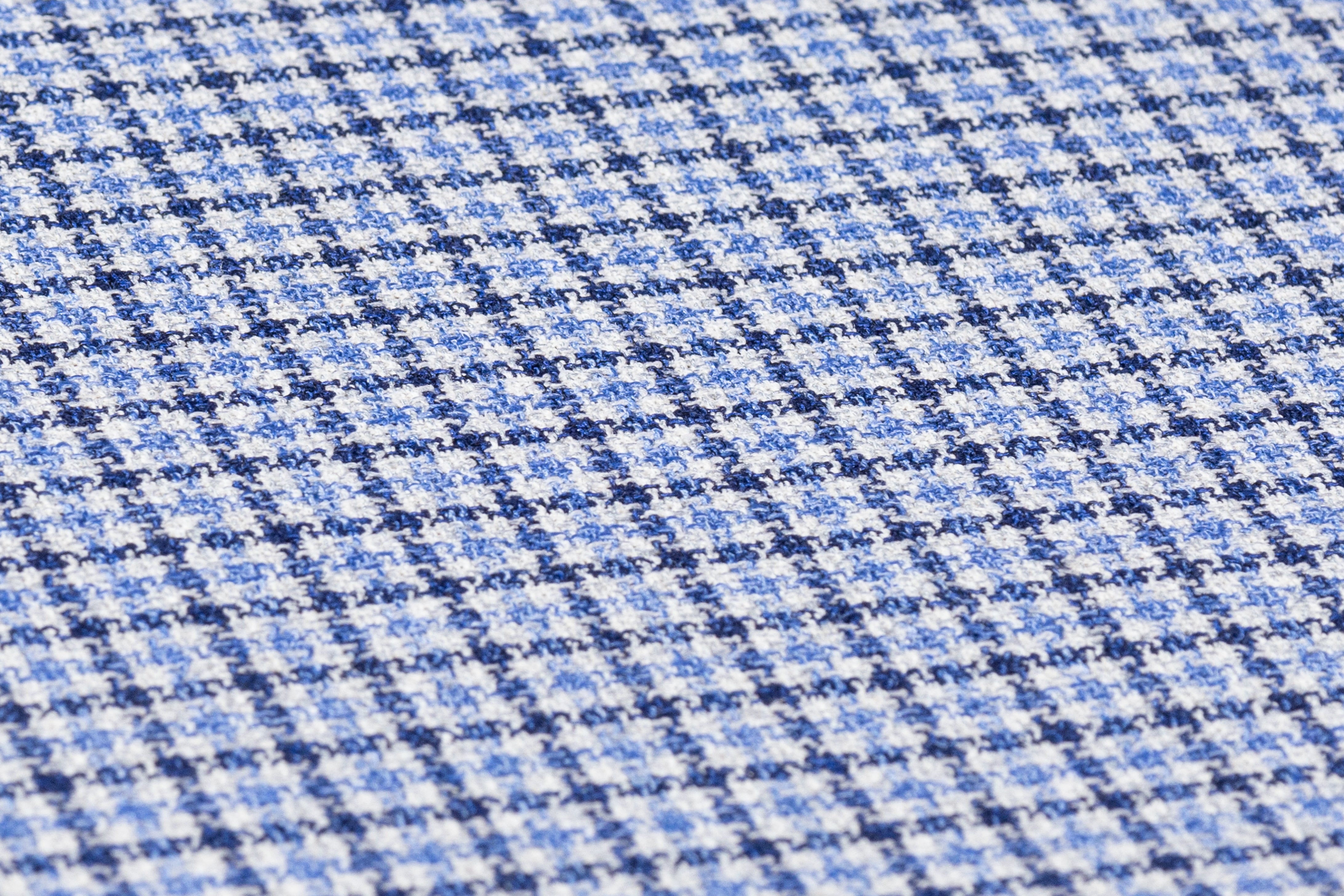 Checked Italian Wool Linen Silk Suiting - Blue