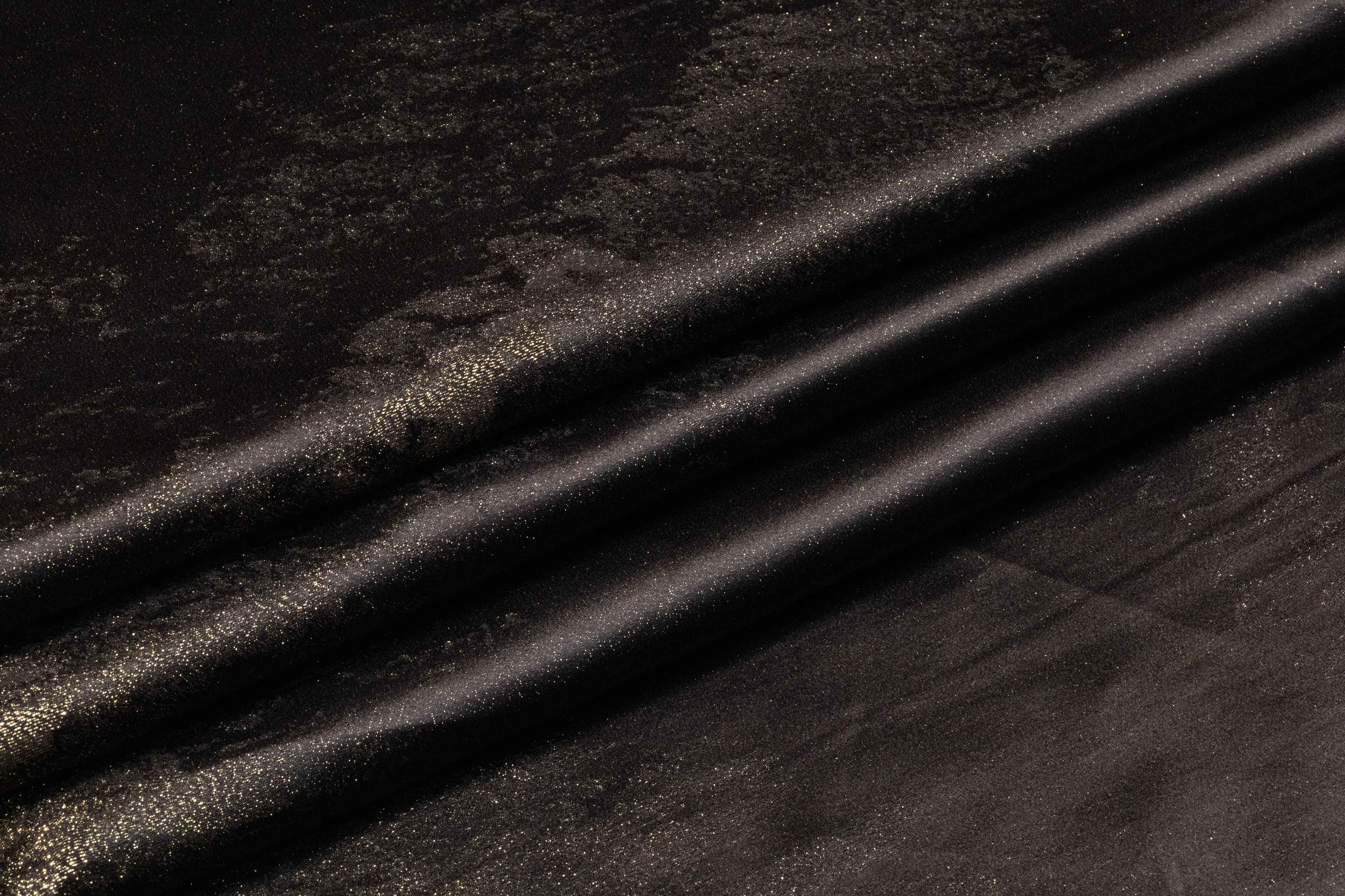Abstract Italian Silk Viscose Metallic Jacquard - Black / Gold