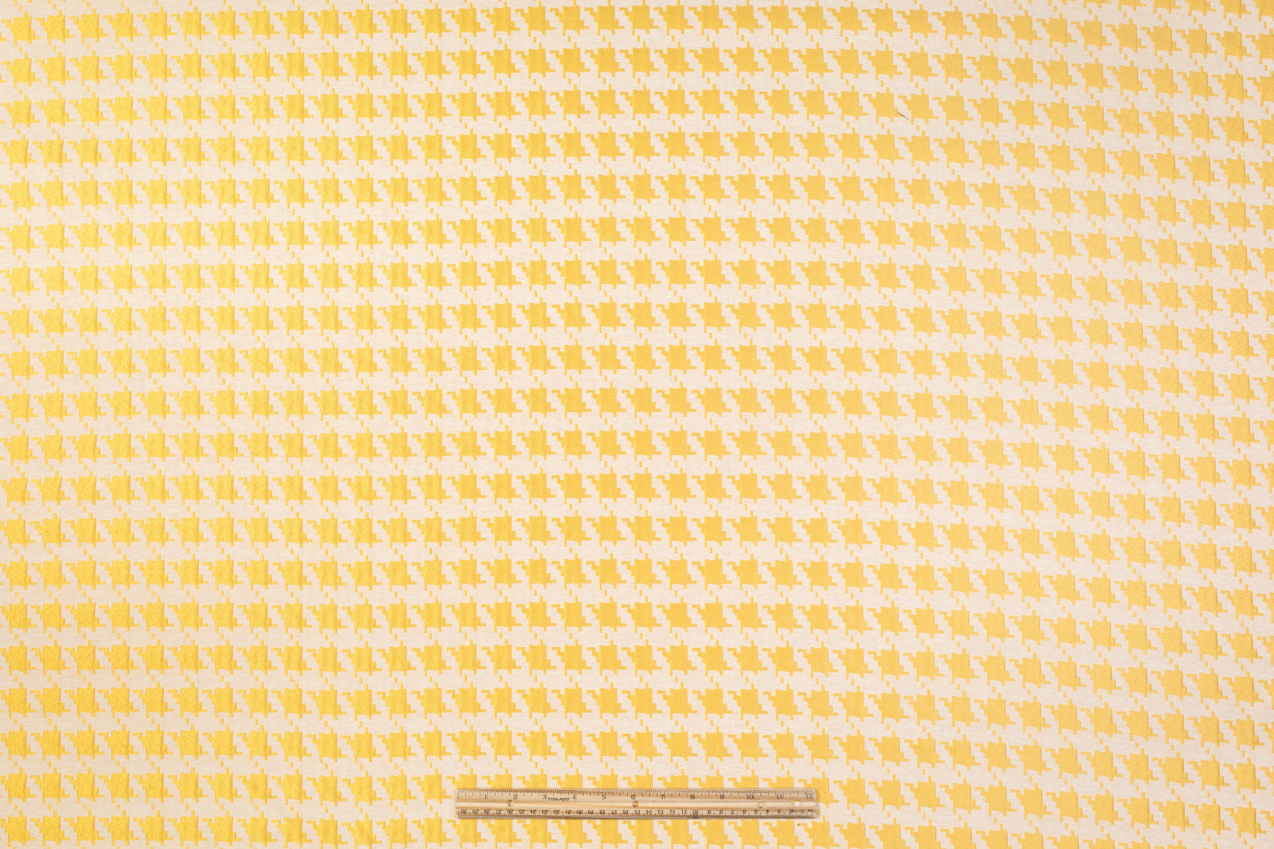 Houndstooth Poly Cotton Brocade - Yellow