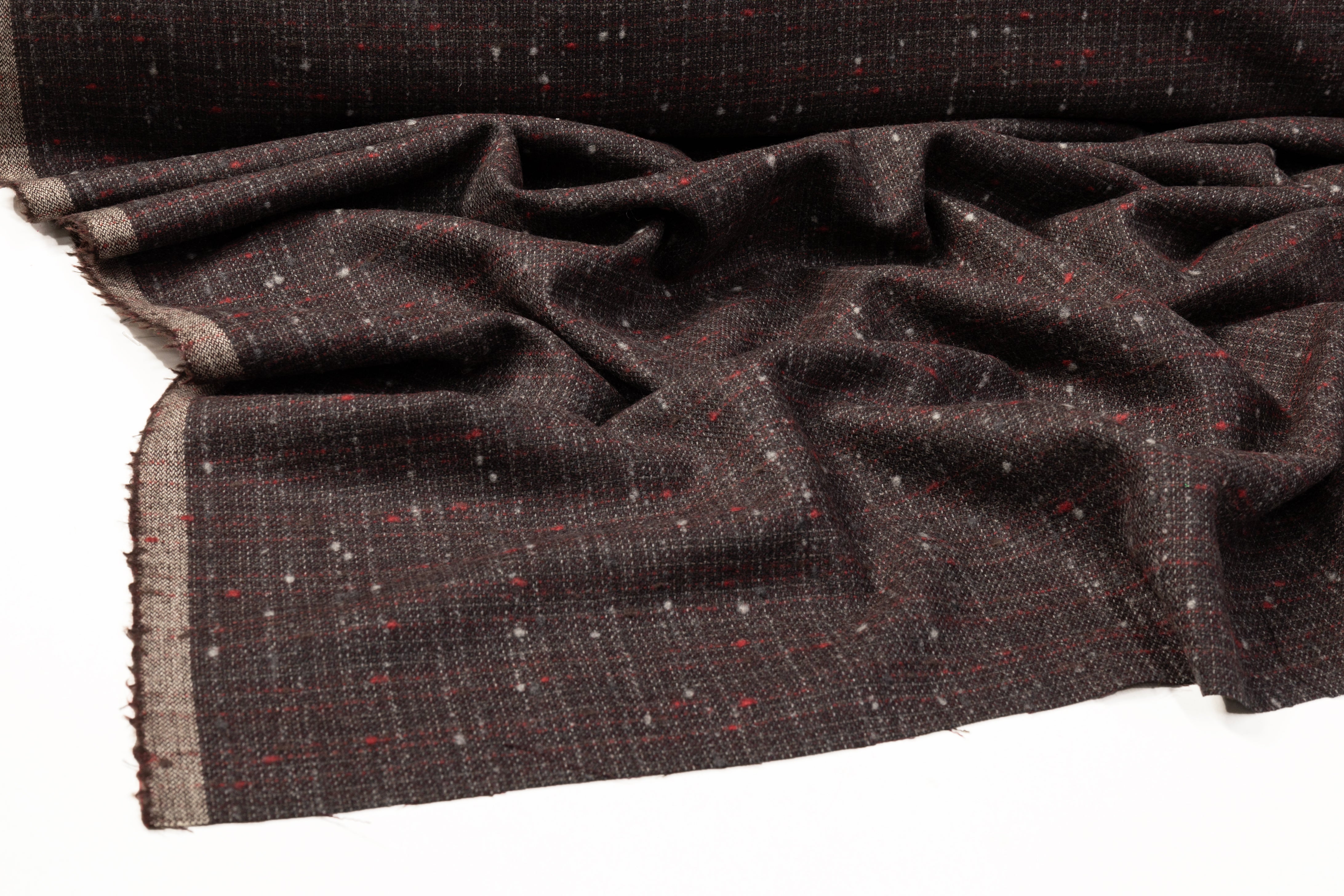 Italian Wool Tweed Suiting - Brown / Gray / Red