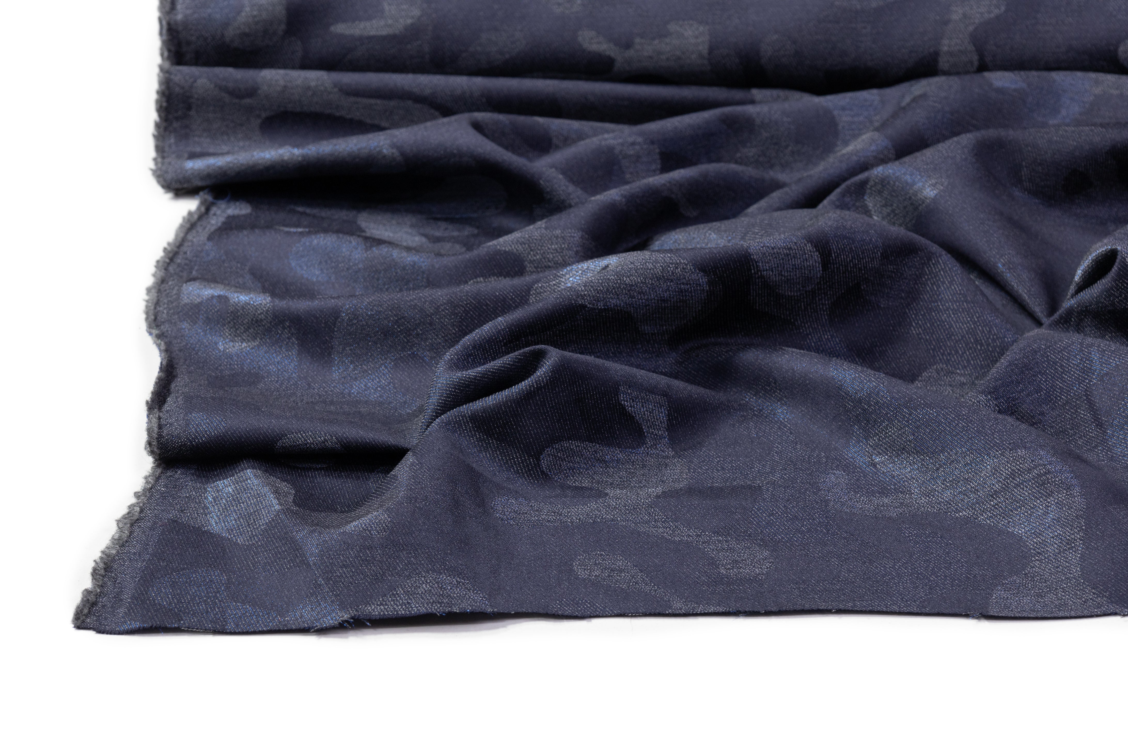 Camouflage Italian Wool Suiting - Navy
