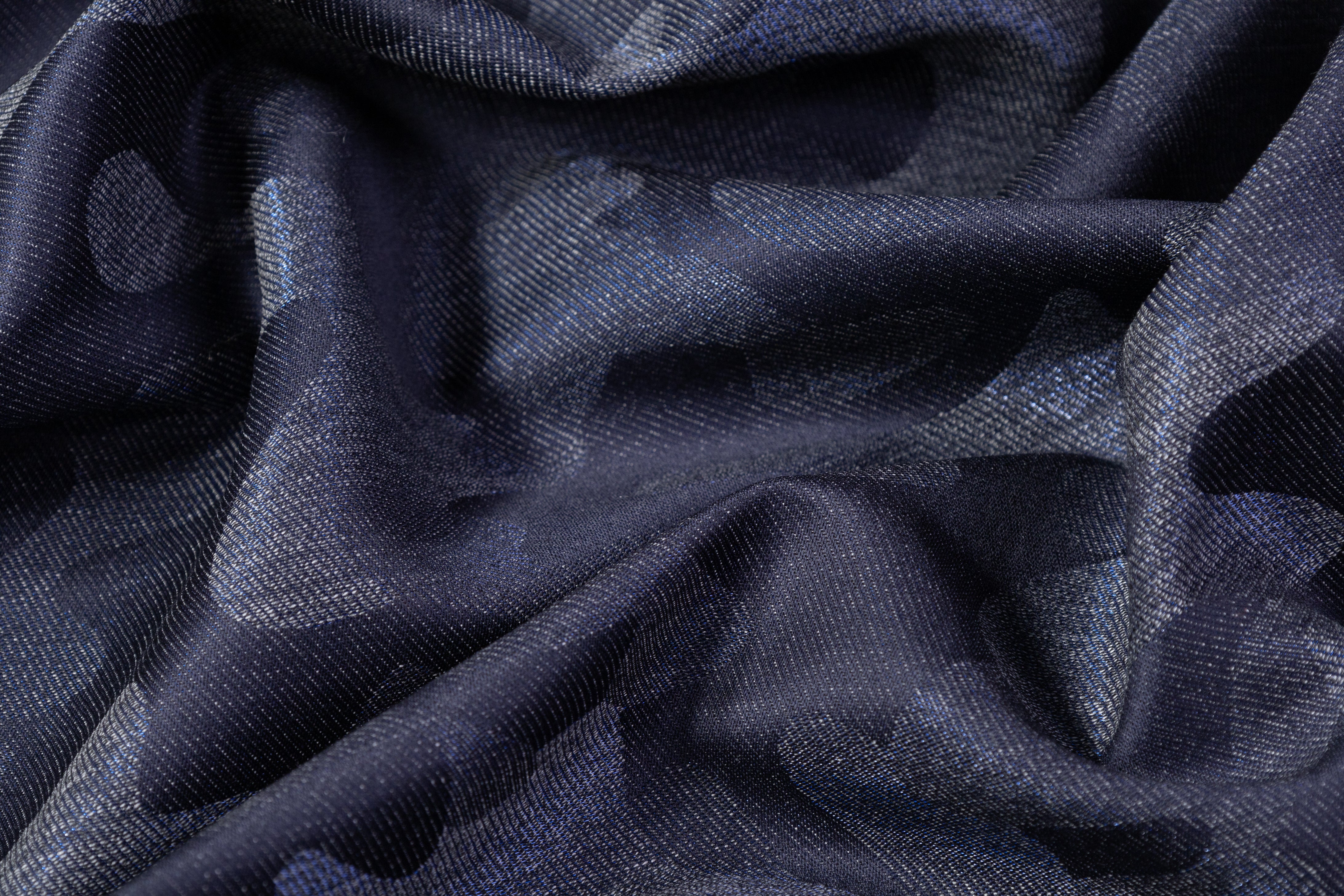 Camouflage Italian Wool Suiting - Navy