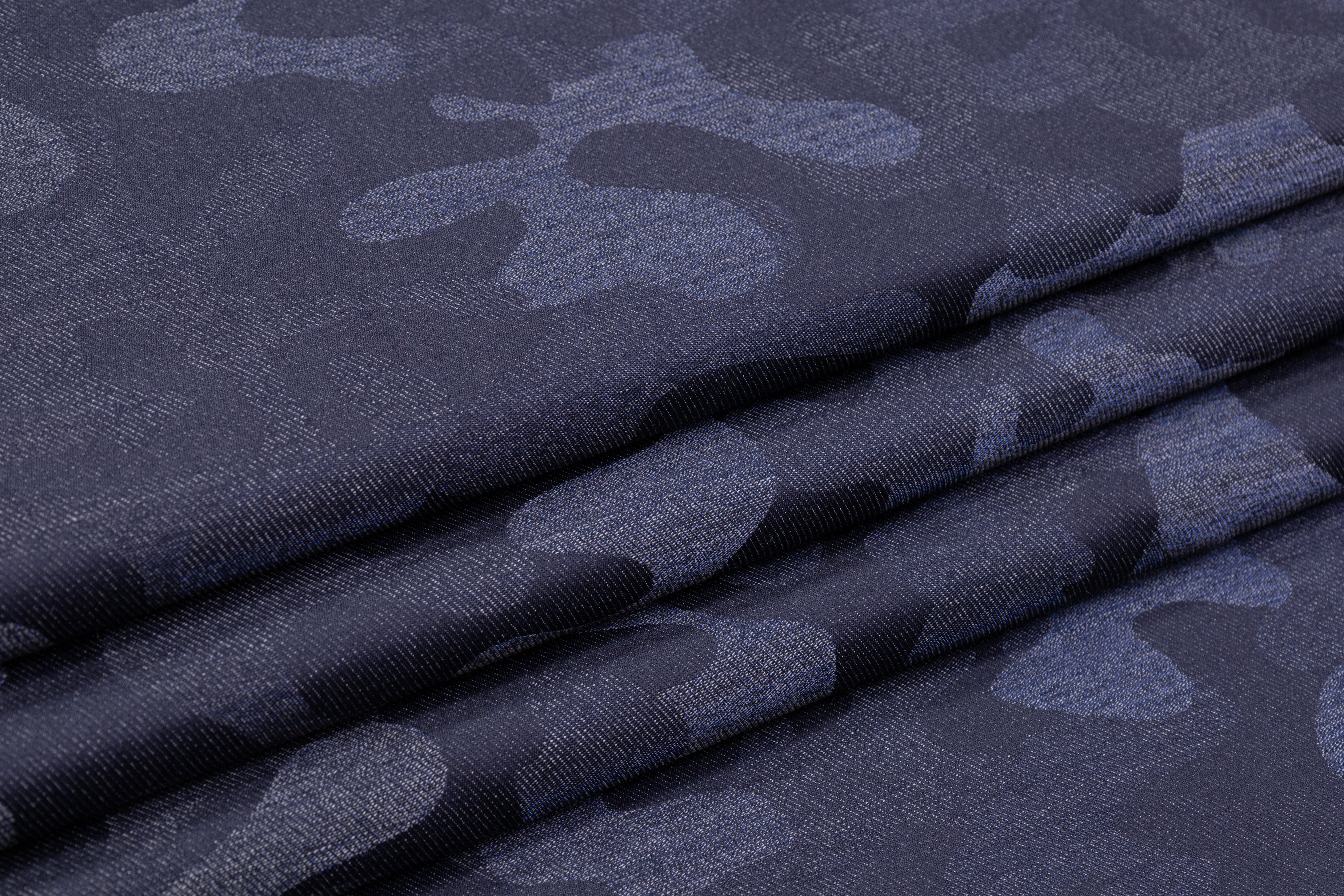 Camouflage Italian Wool Suiting - Navy