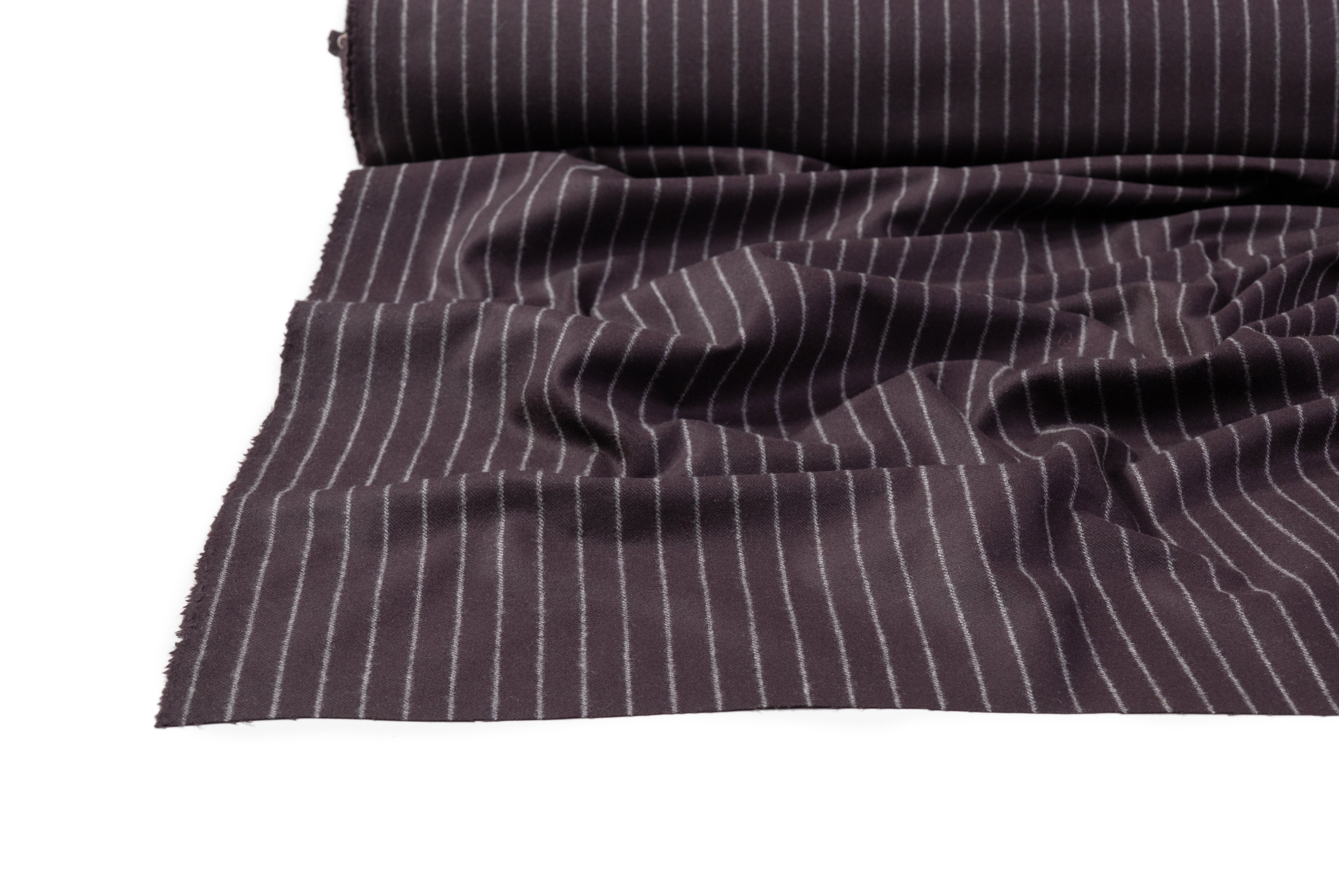 Striped Italian Wool Flannel - Aubergine
