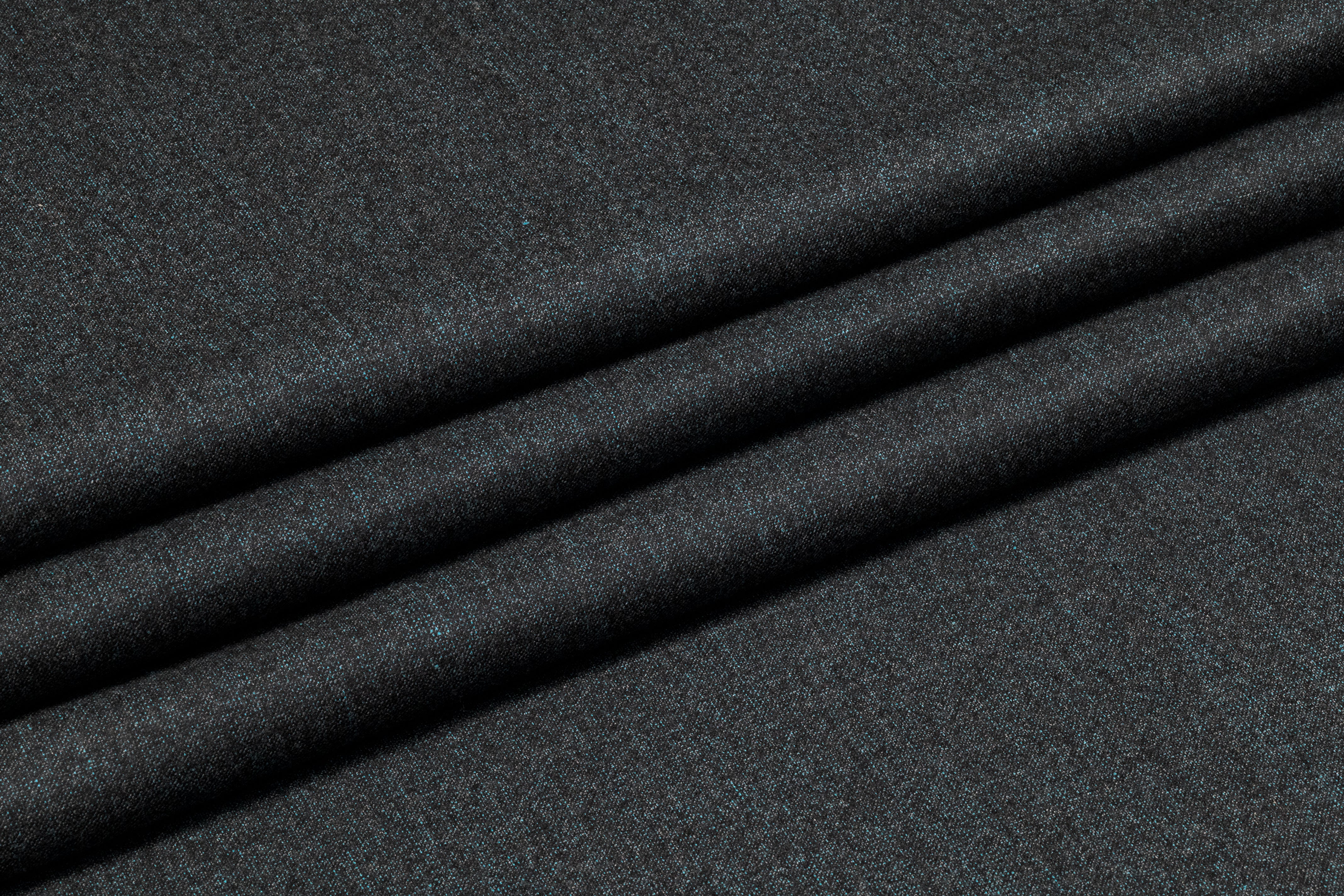 Two Tone Italian Wool Flannel Suiting - Charcoal Gray / Blue