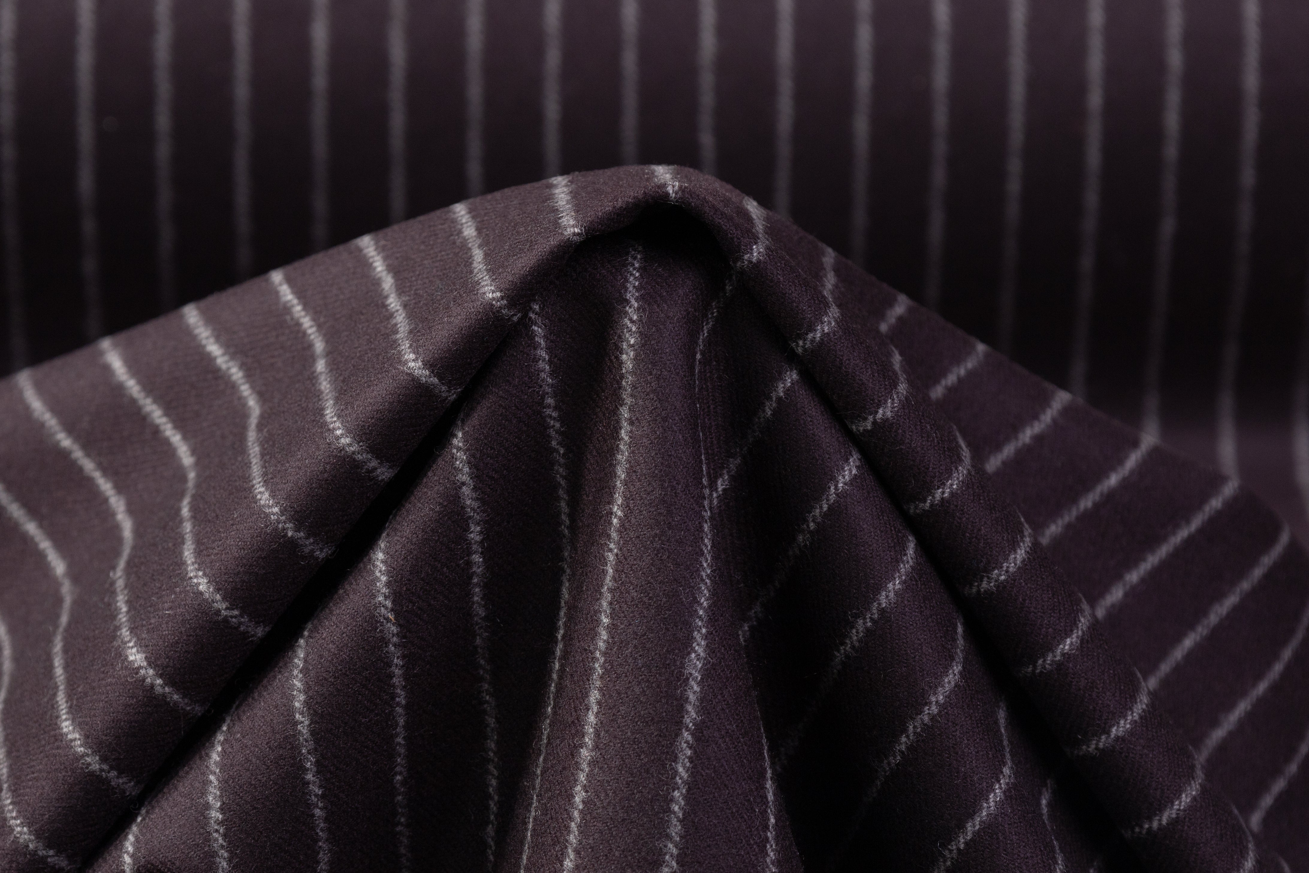 Striped Italian Wool Flannel - Aubergine