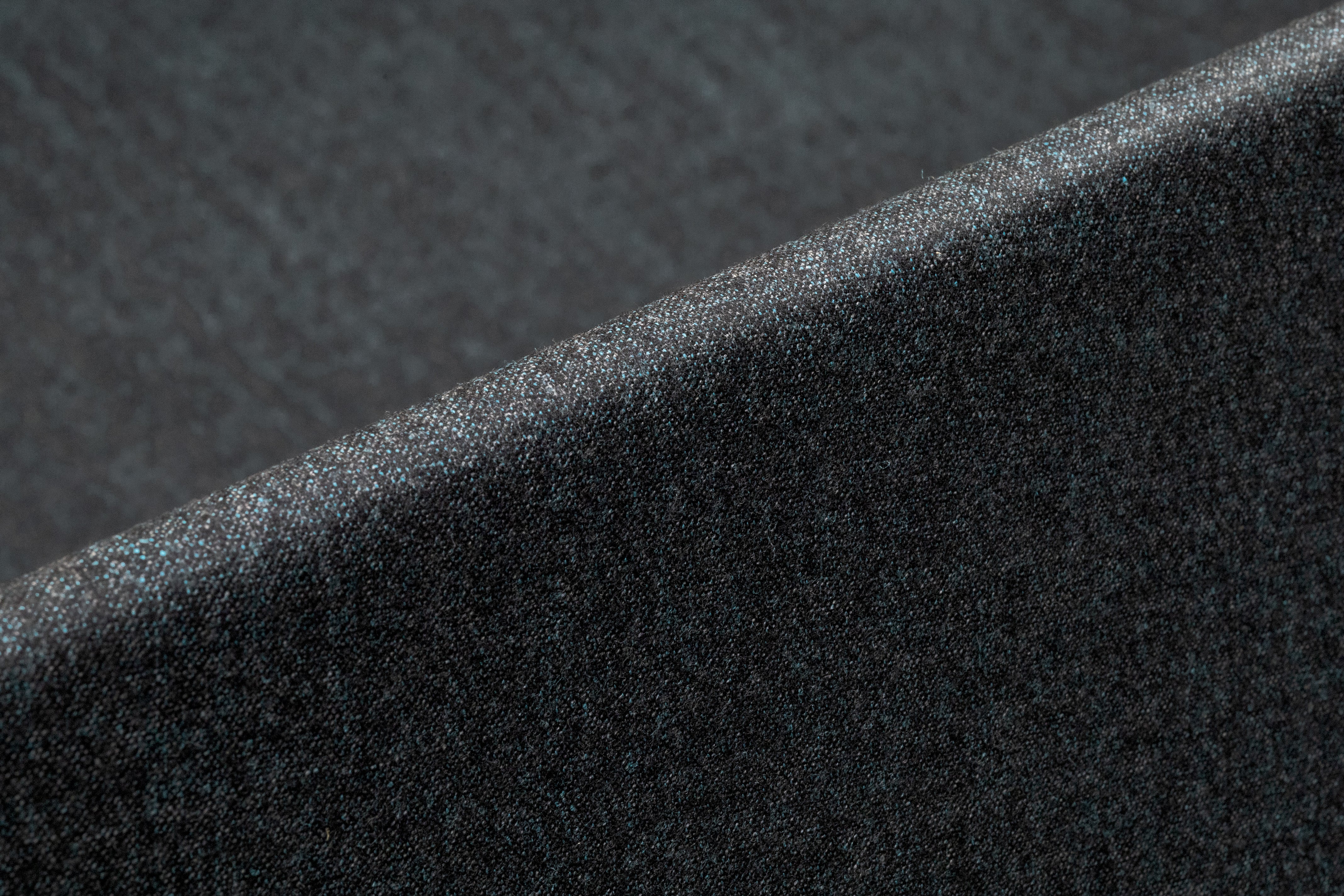 Two Tone Italian Wool Flannel Suiting - Charcoal Gray / Blue