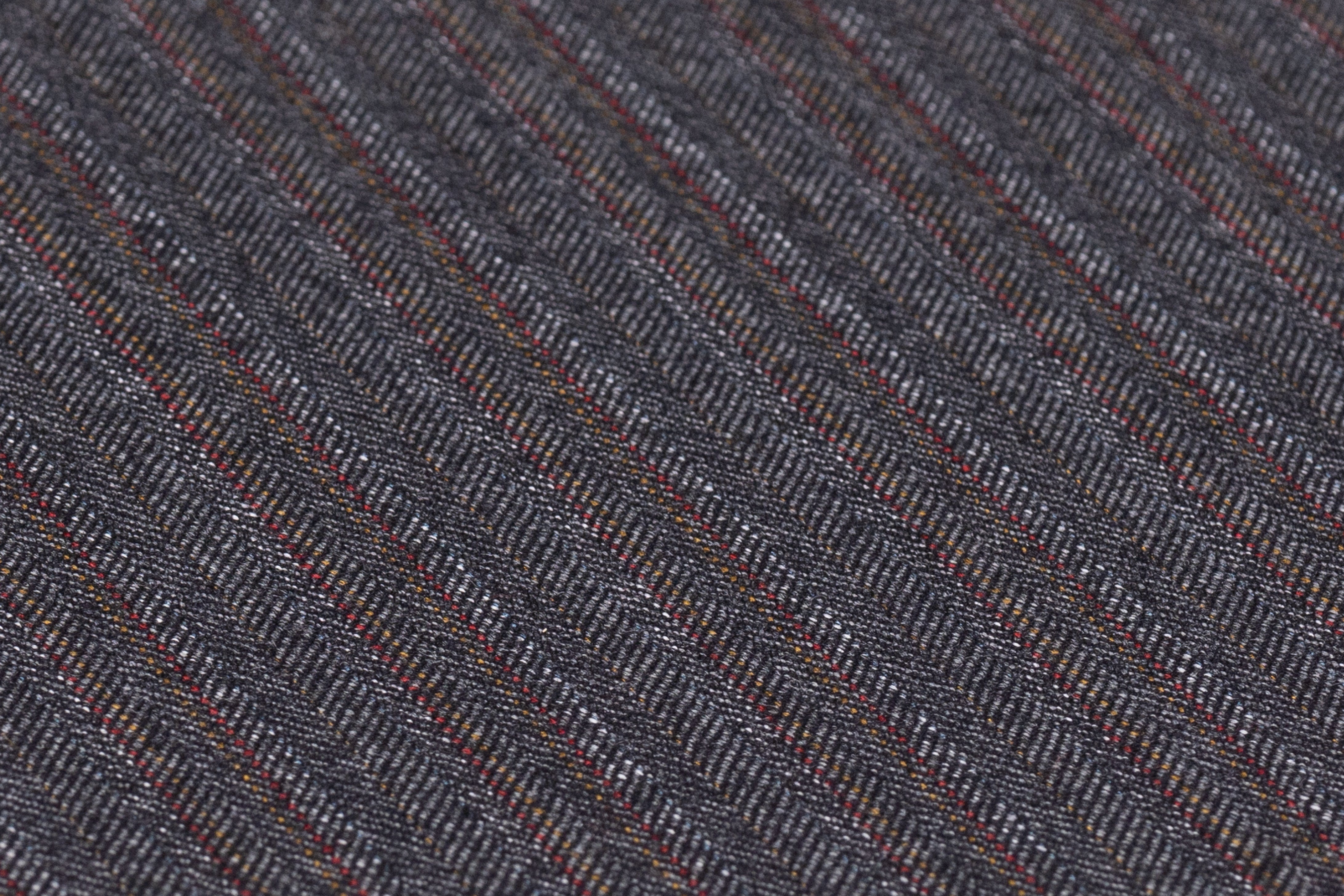 Striped Heritage Twist English Wool Suiting - Gray
