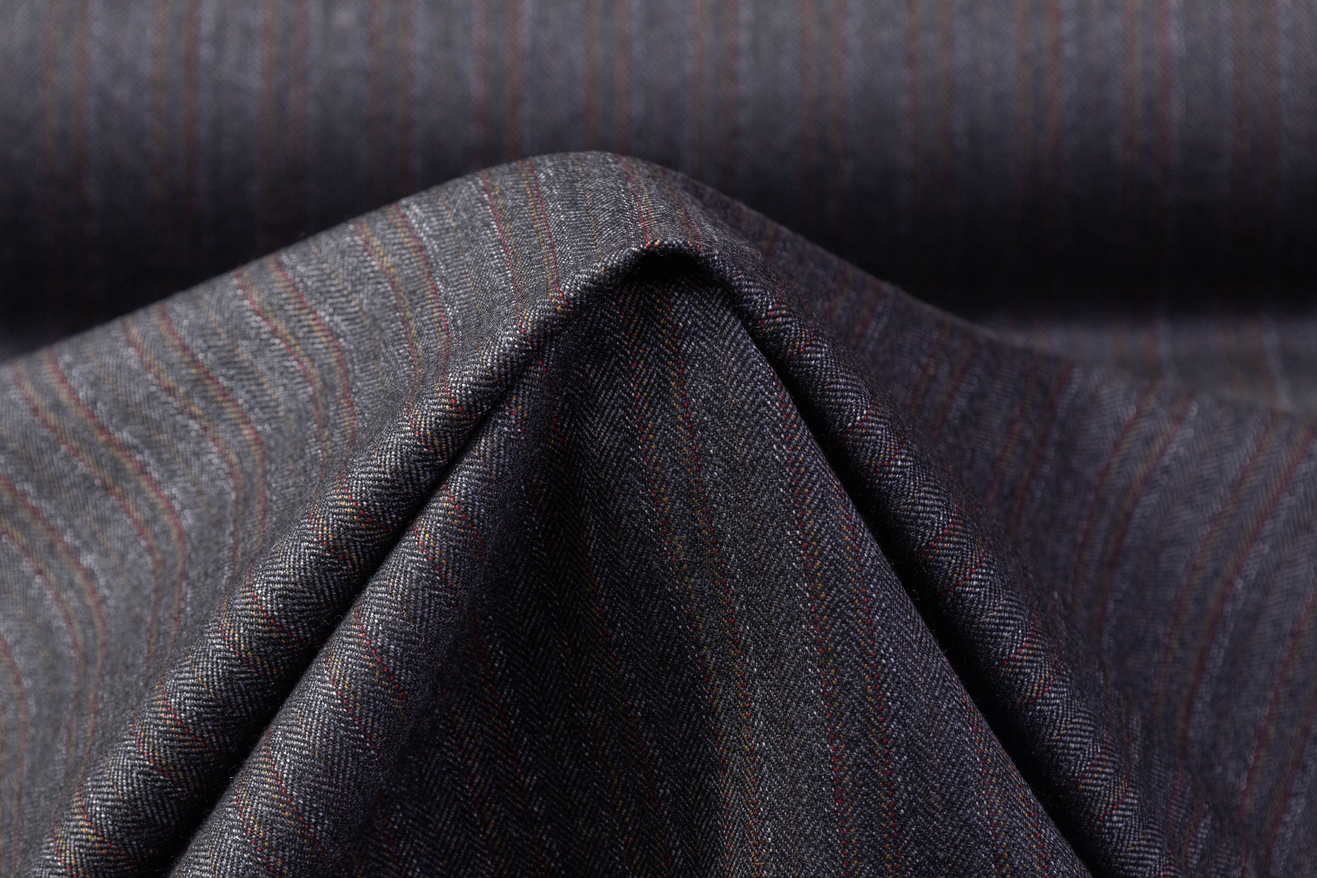 Striped Heritage Twist English Wool Suiting - Gray