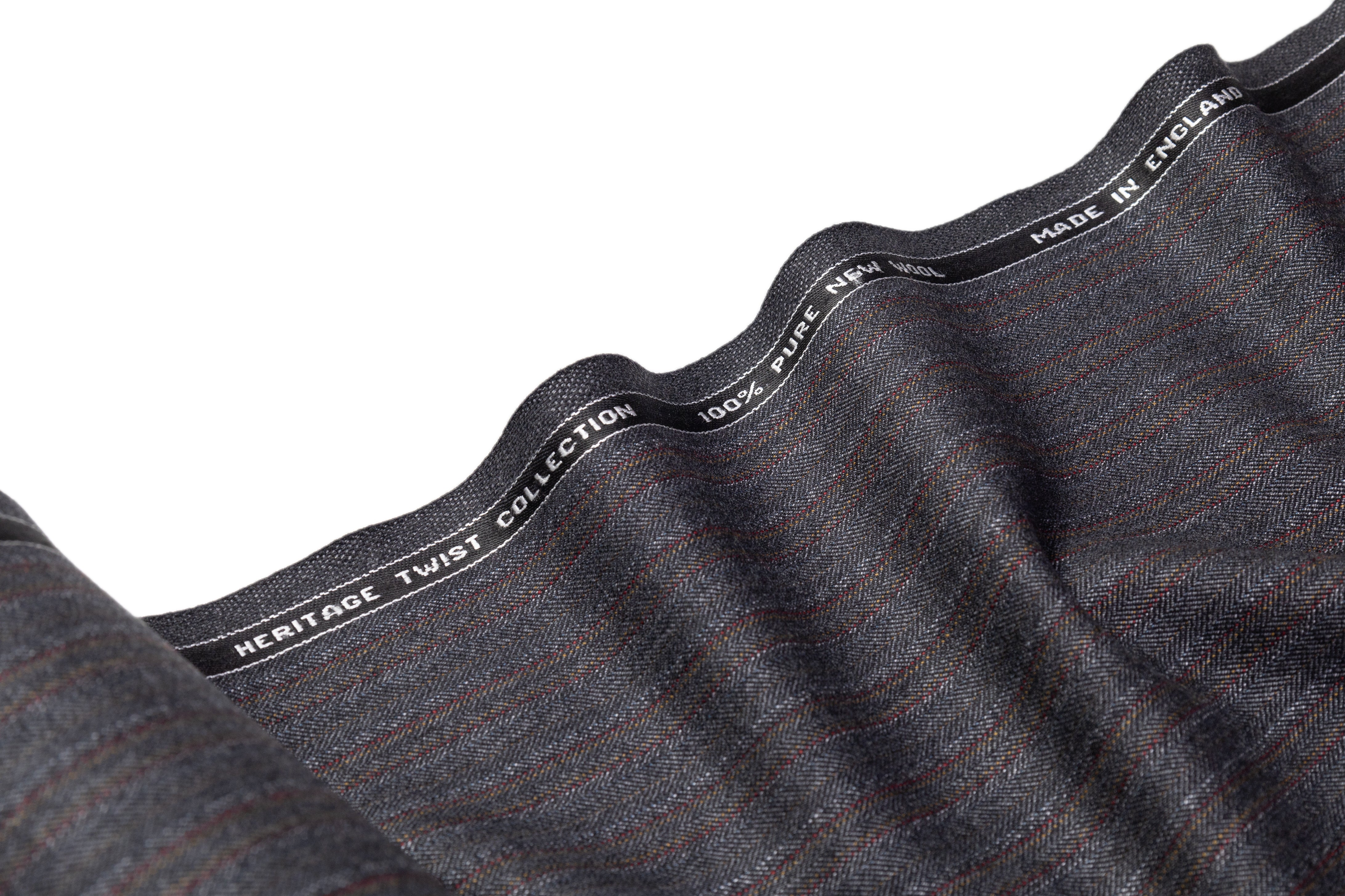 Striped Heritage Twist English Wool Suiting - Gray