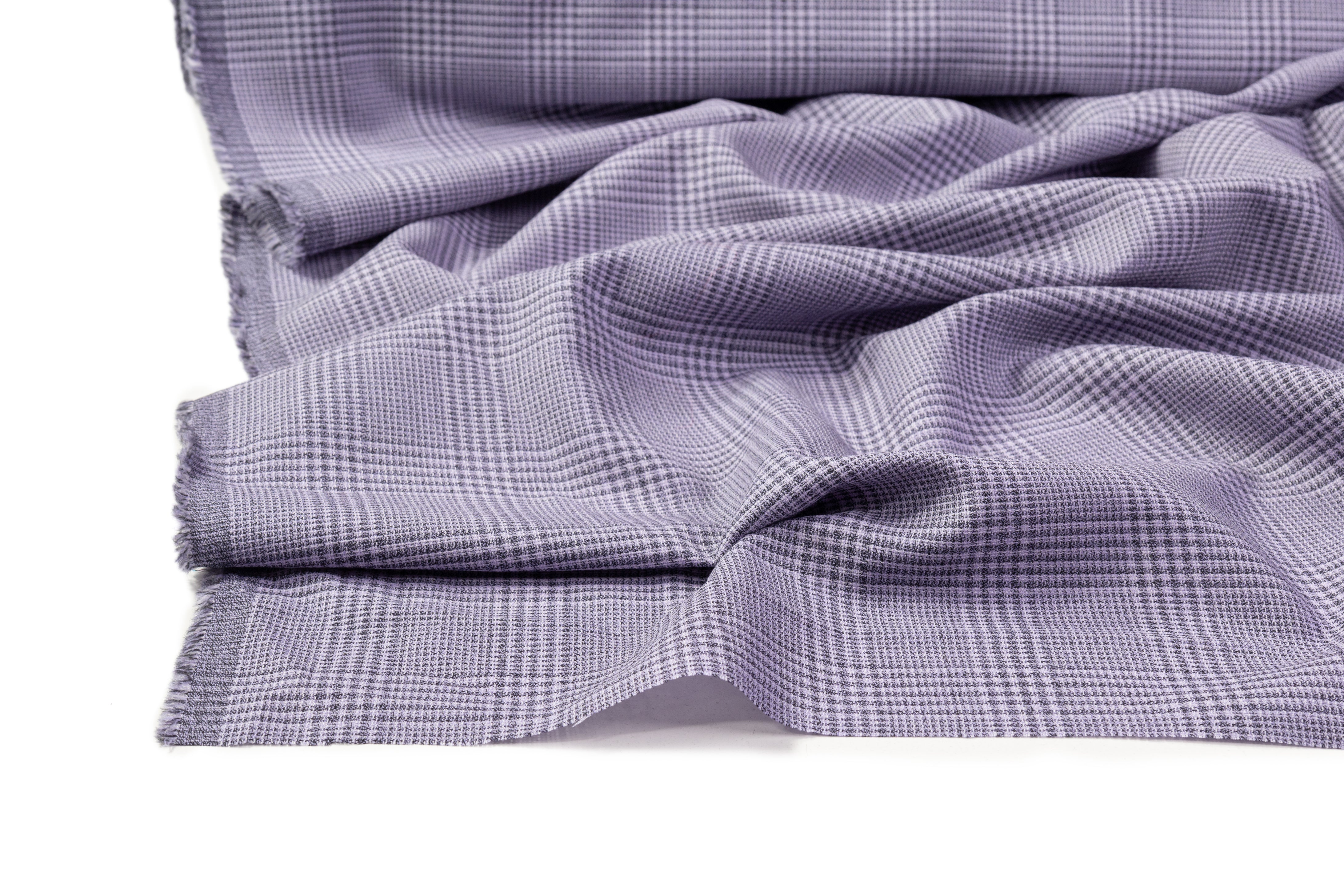 Checked Italian Wool Suiting - Lilac / Gray