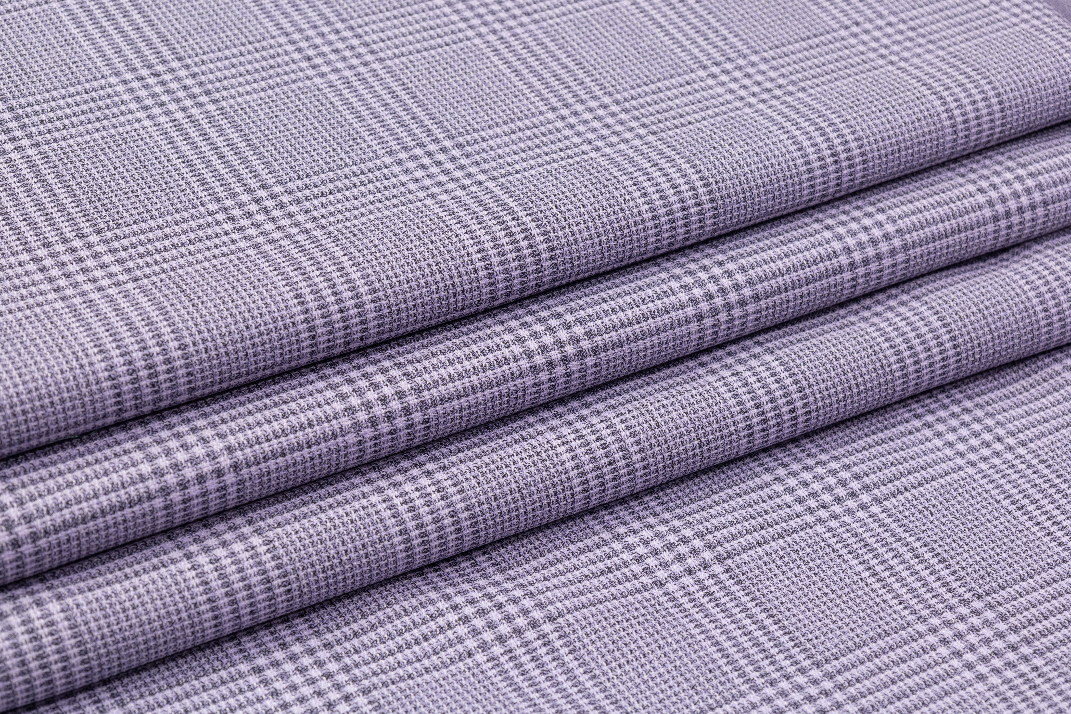 Checked Italian Wool Suiting - Lilac / Gray