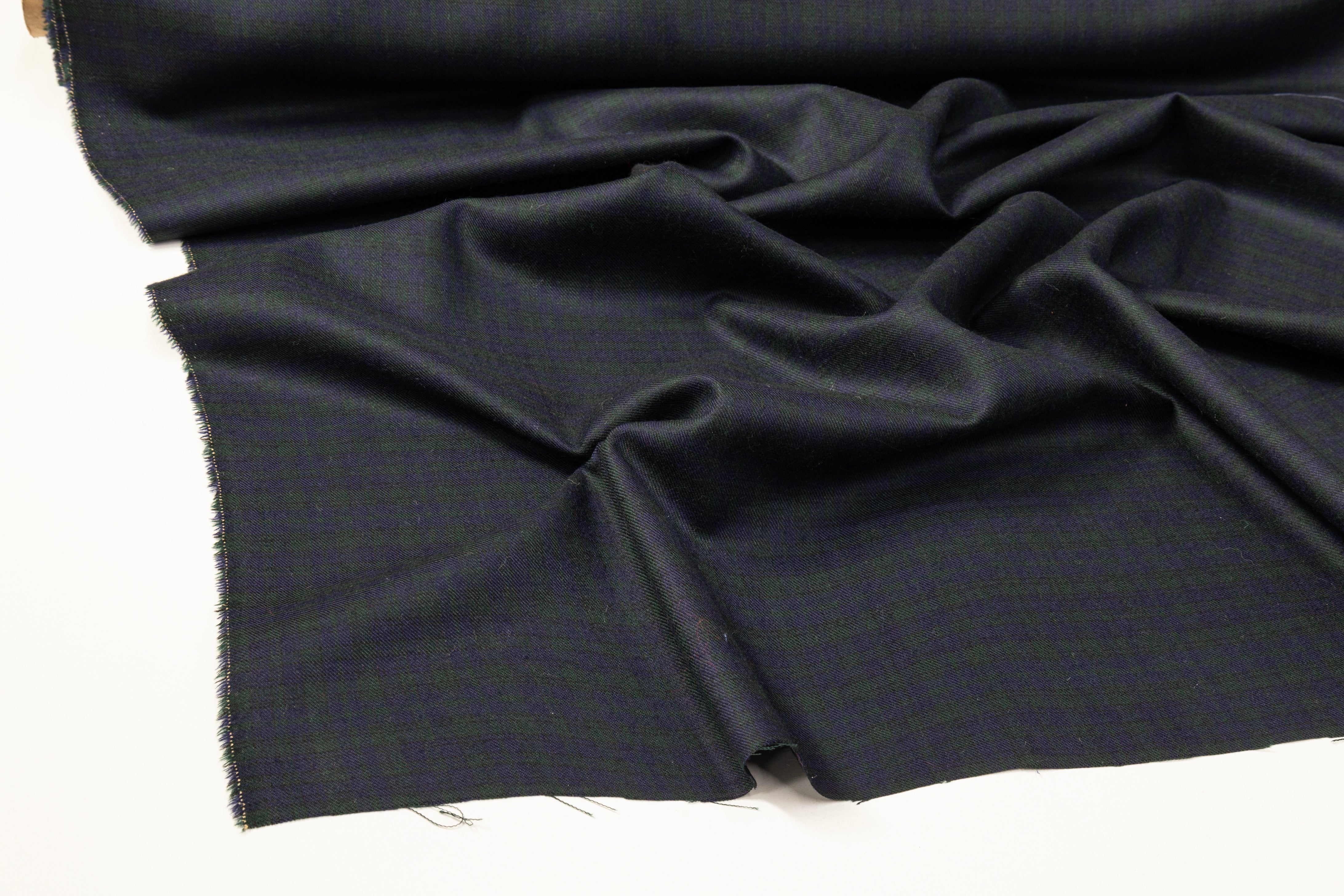 Checked Italian Wool Suiting - Green / Blue