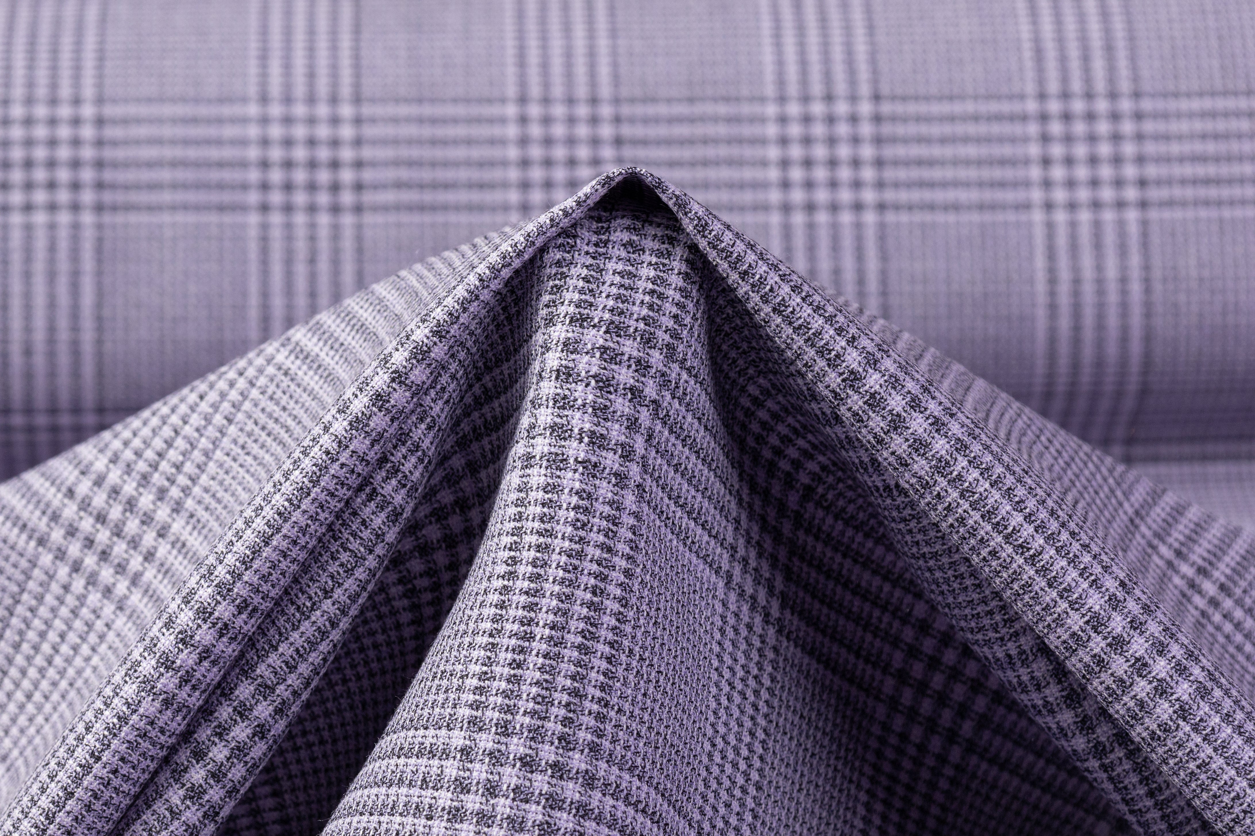 Checked Italian Wool Suiting - Lilac / Gray