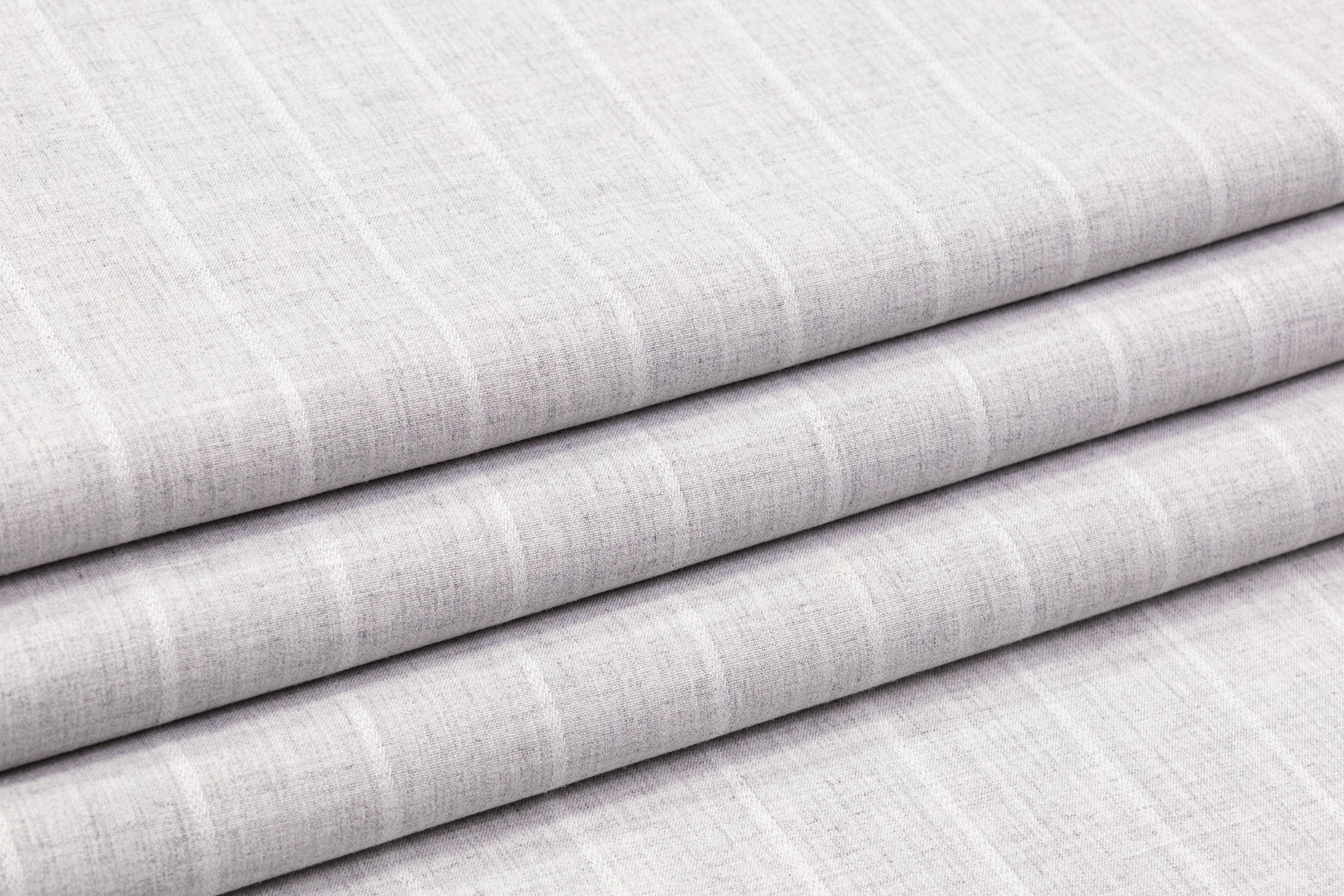 Striped Italian Poly Wool Stretch Suiting - Gray / White