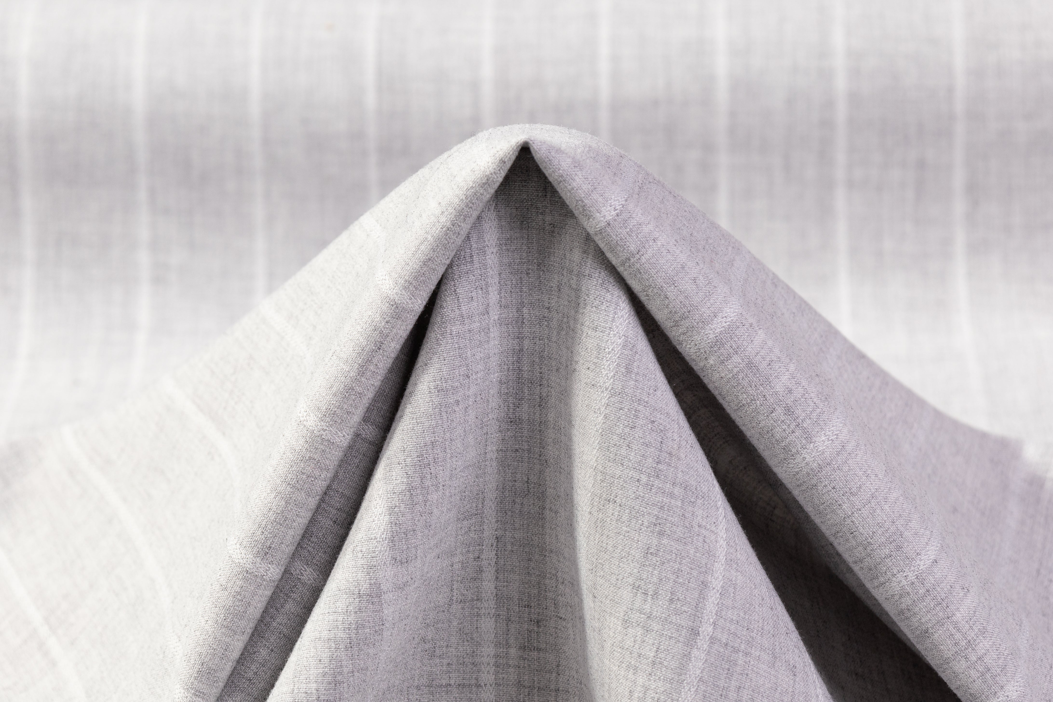 Striped Italian Poly Wool Stretch Suiting - Gray / White