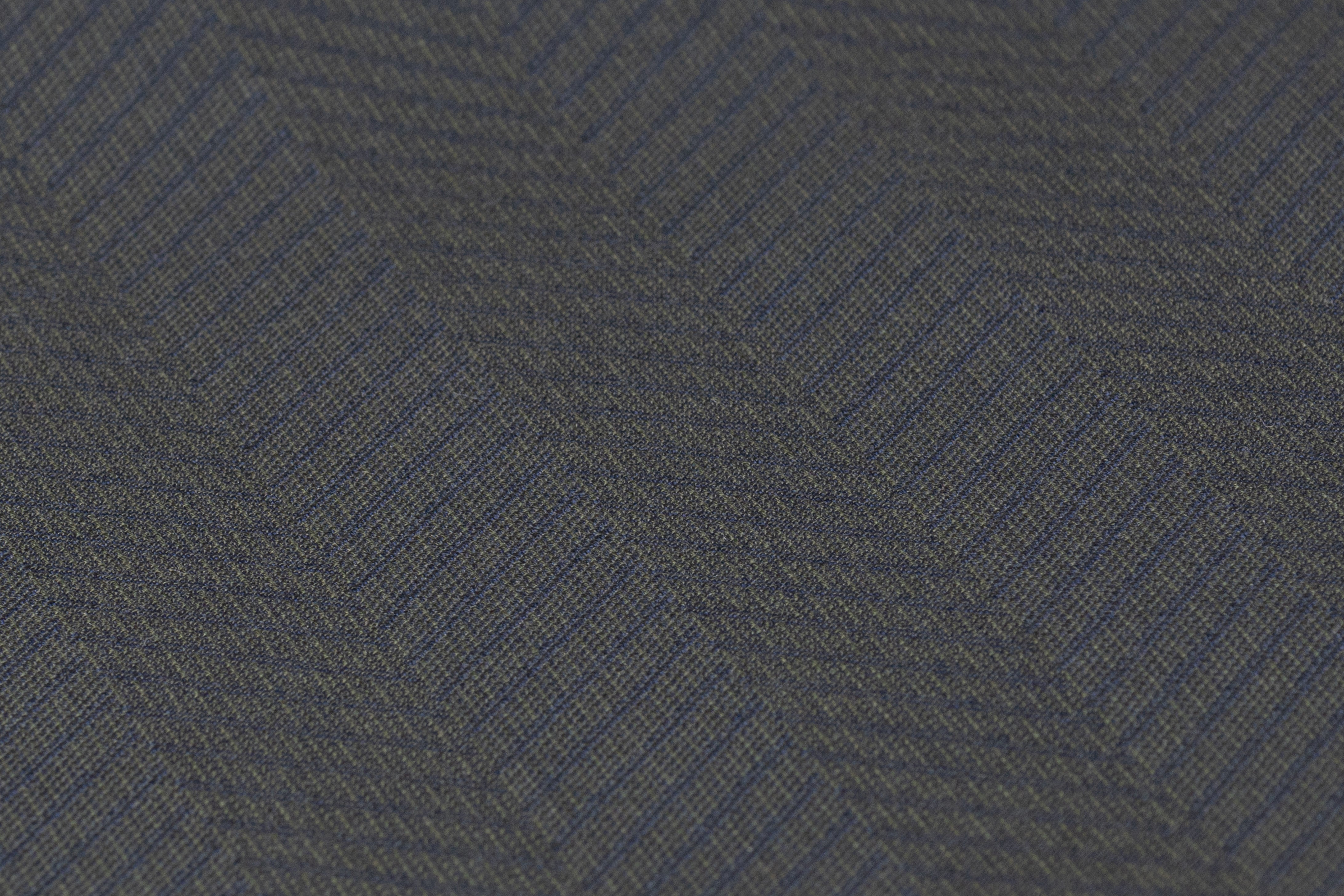 Herringbone Italian Wool Cotton Suiting - Green / Navy