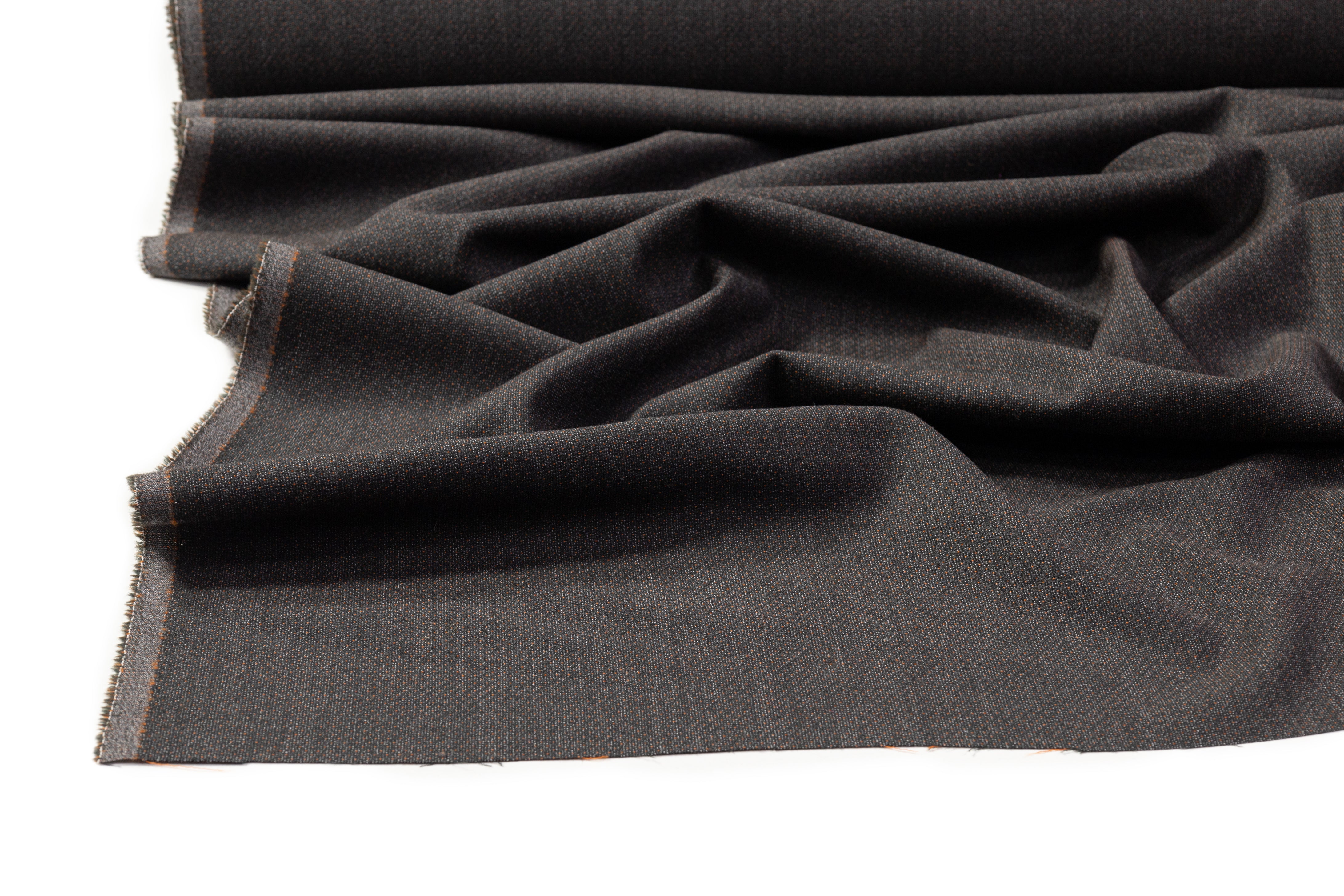 Guabello - Pin Dot Italian Wool Suiting - Charcoal Gray / Orange