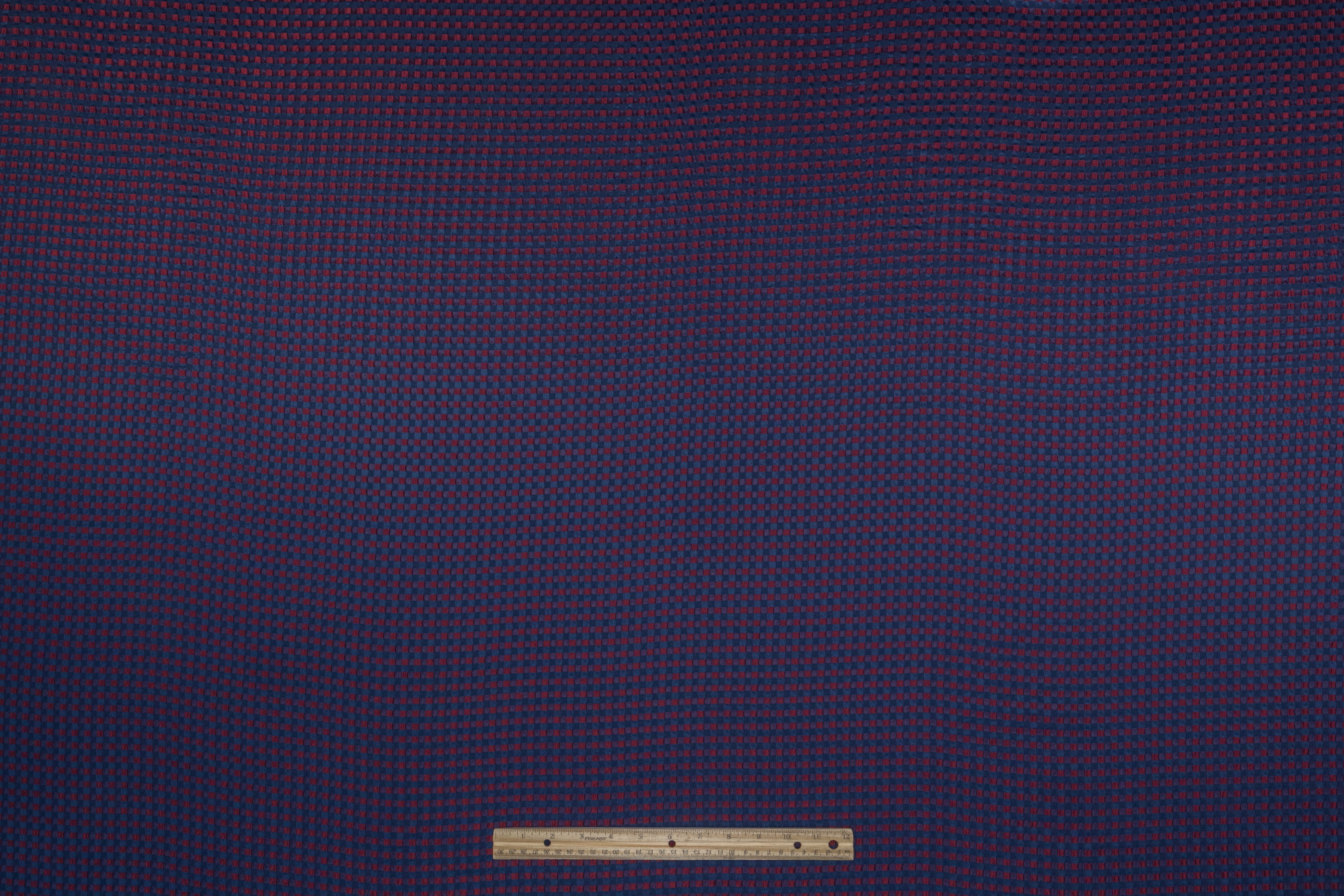 Puckered Italian Poly Silk Jacquard - Red / Navy