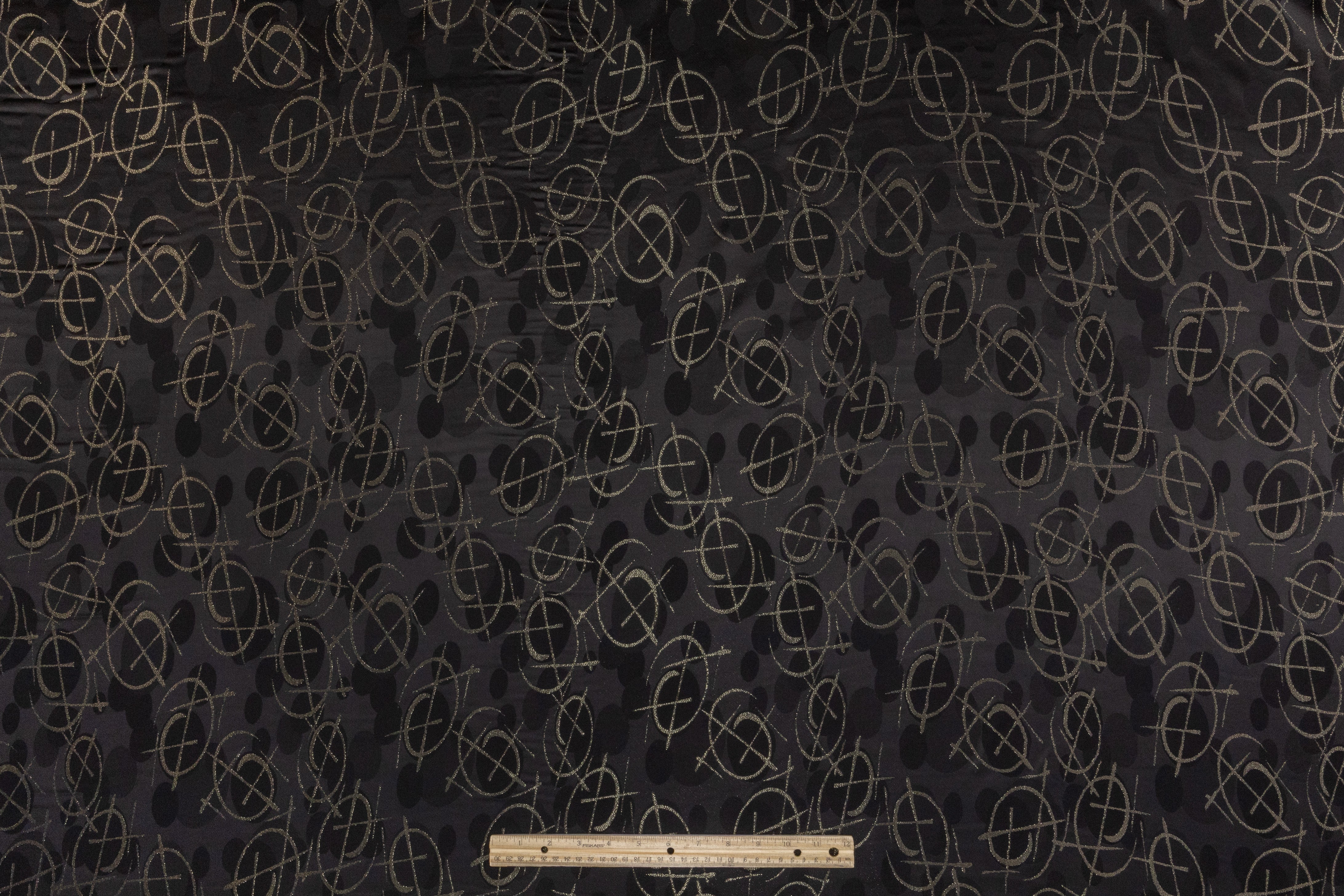 Metallic Italian Viscose Jacquard - Black / Gold