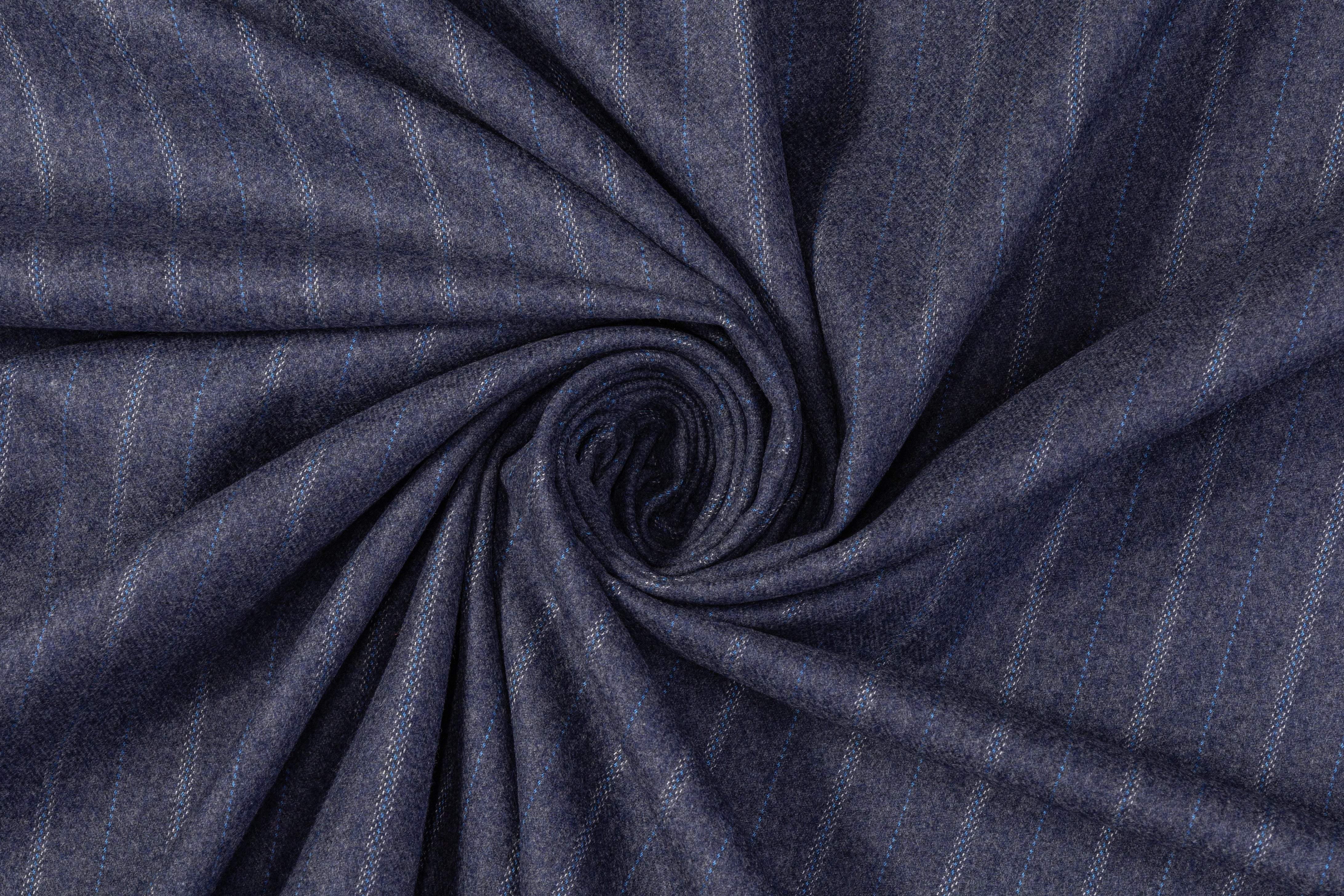 Striped Italian Wool Felt - Blue