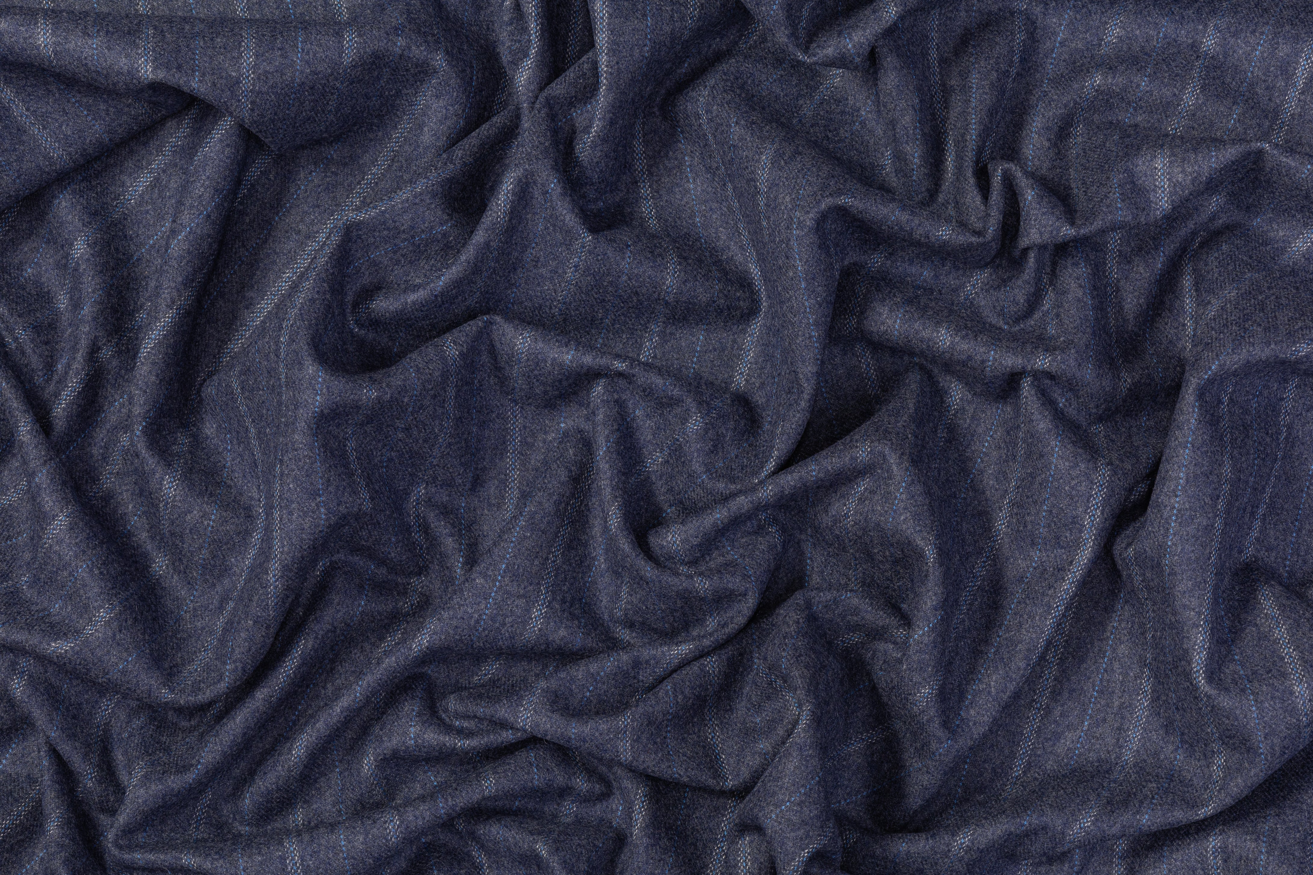 Striped Italian Wool Felt - Blue