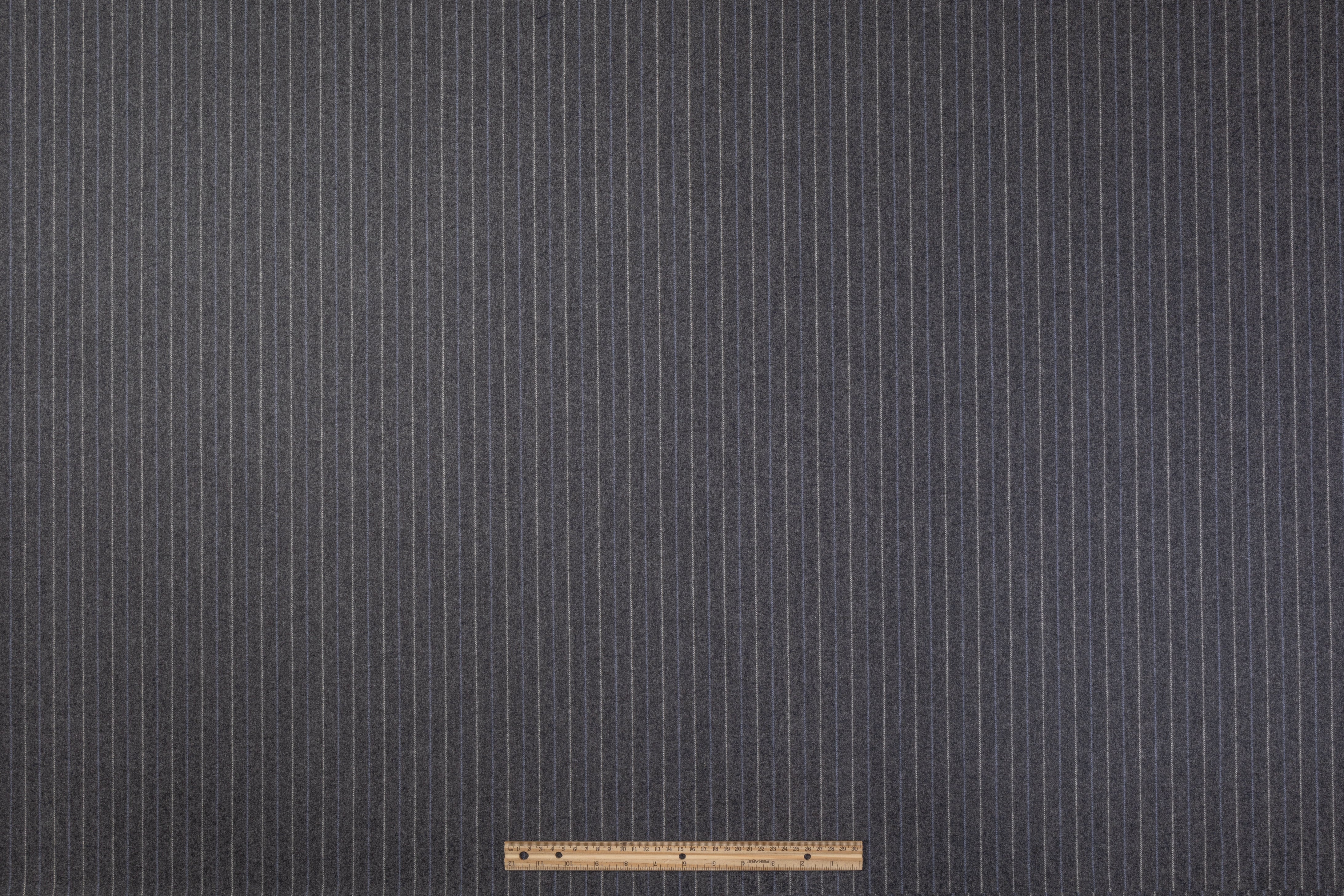 Pin Striped Italian Wool Suiting - Gray