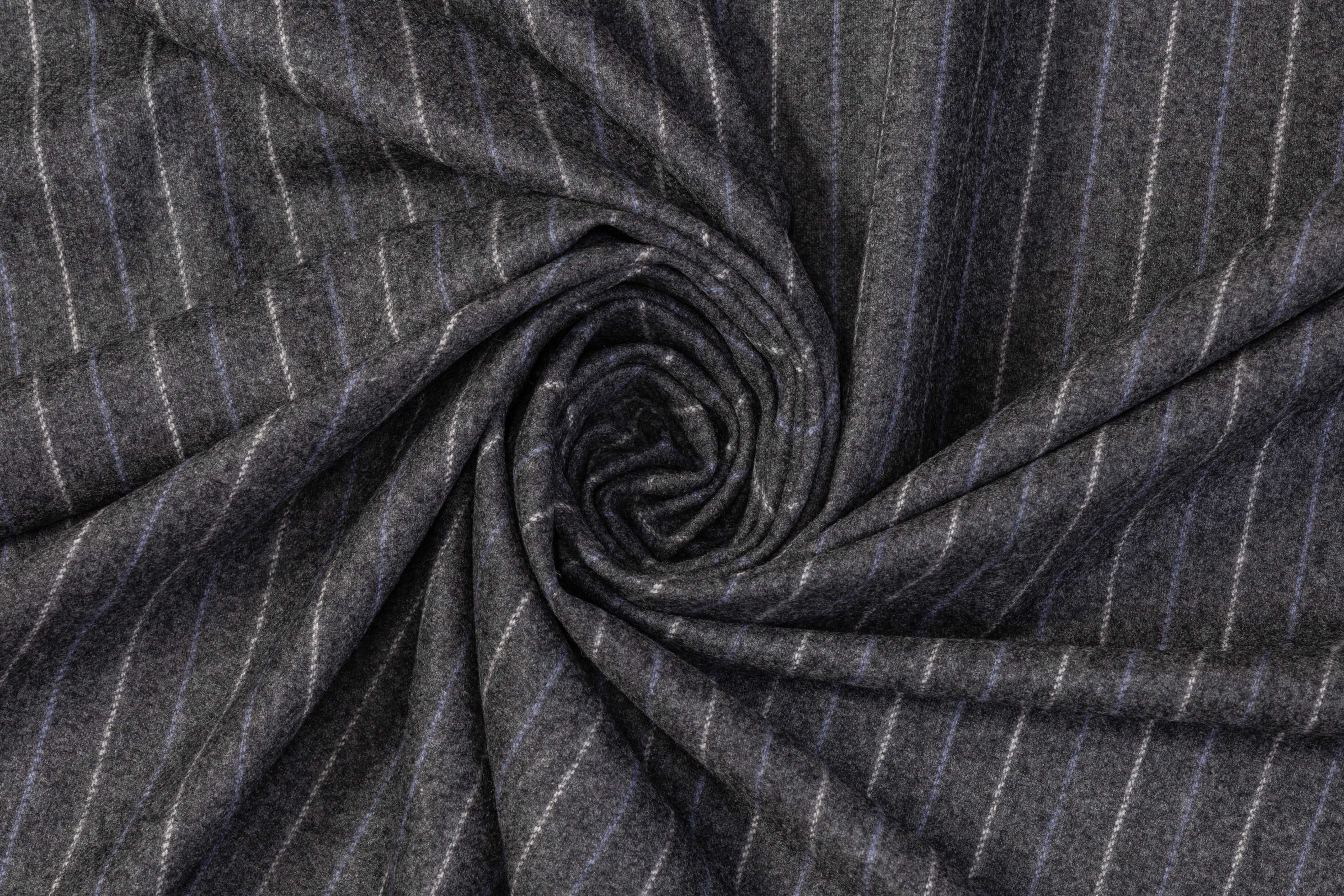Pin Striped Italian Wool Suiting - Gray