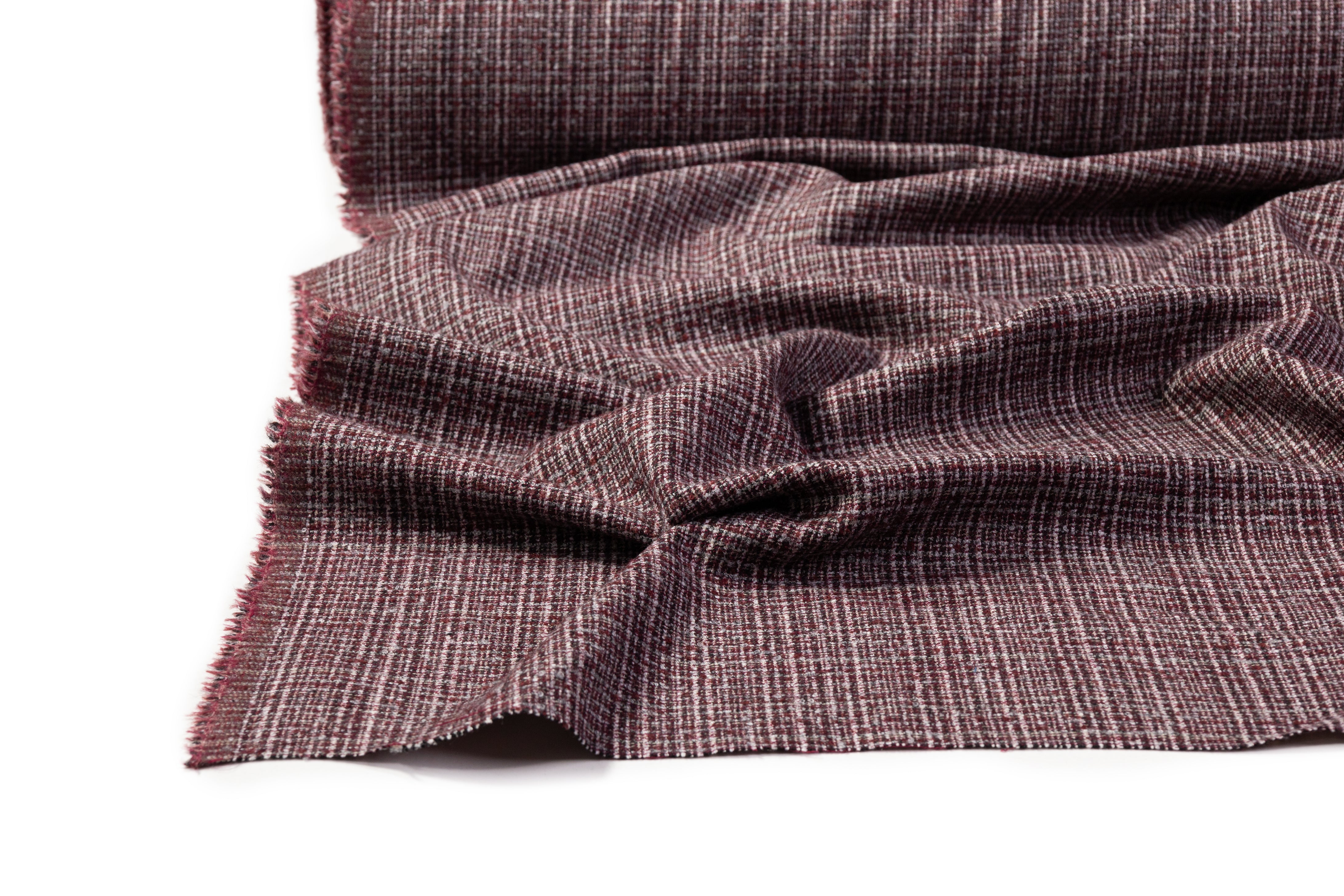 Italian Wool Nylon Tweed - Burgundy