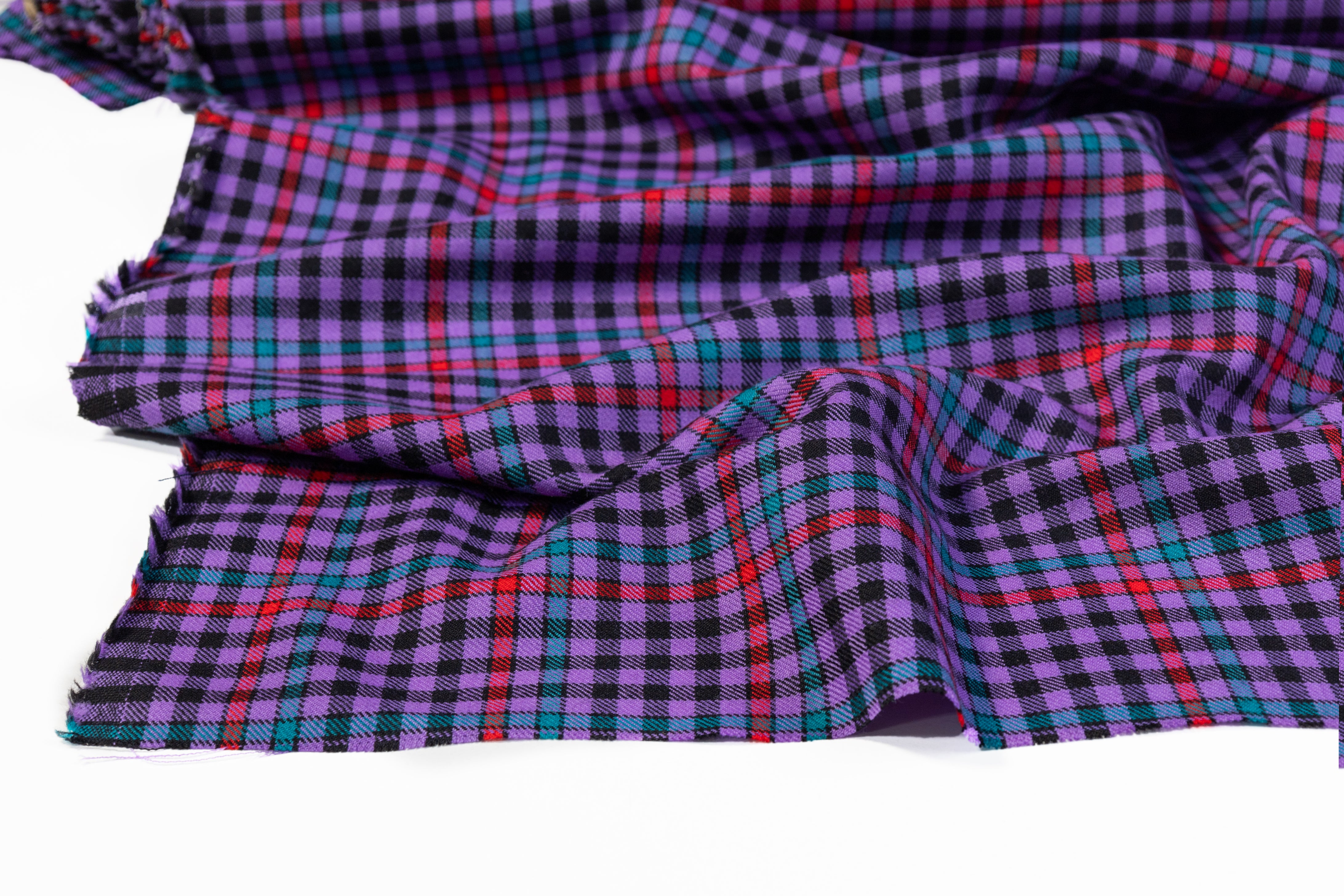 Plaid Italian Wool - Purple / Green / Red / Black