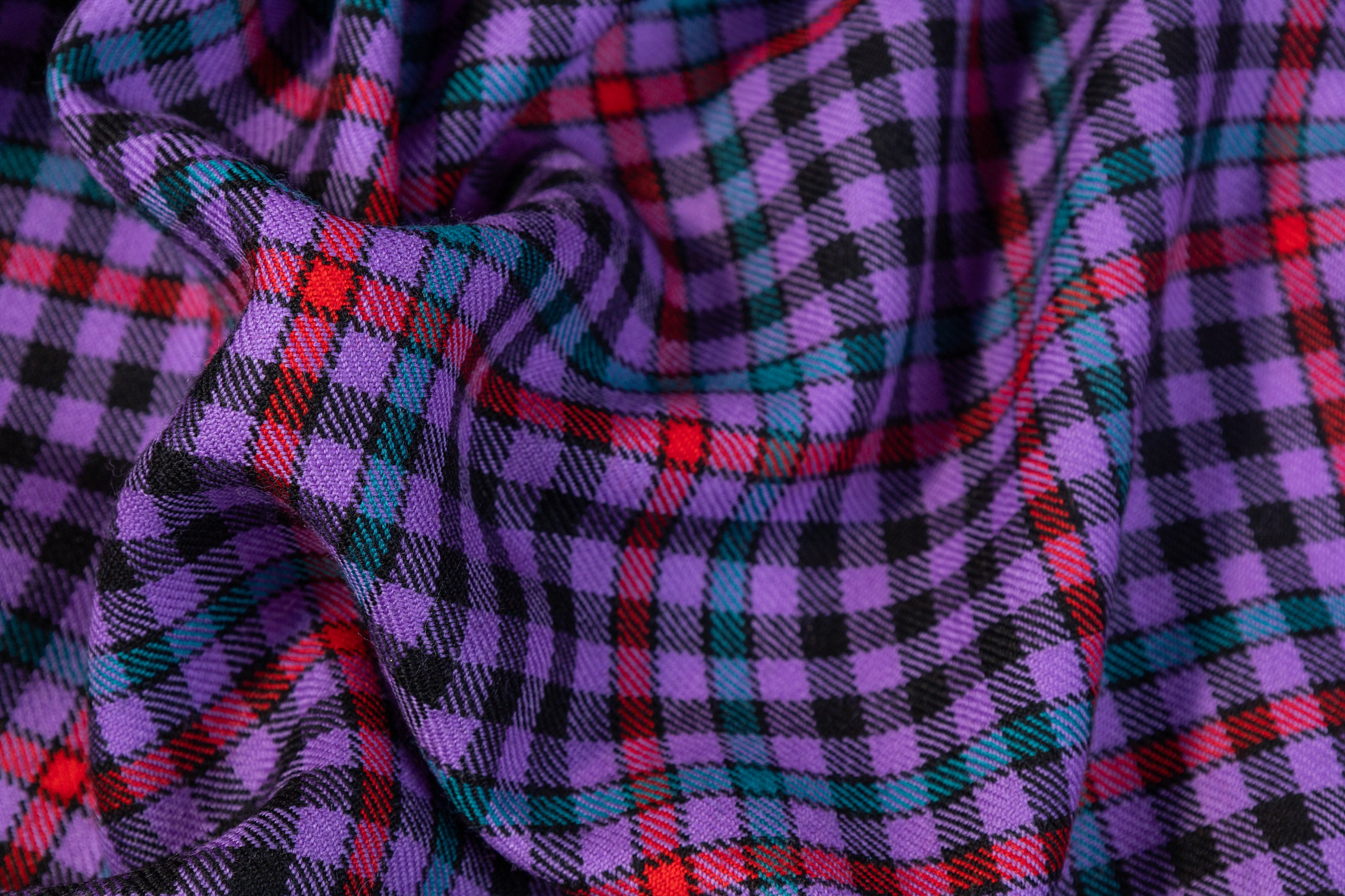 Plaid Italian Wool - Purple / Green / Red / Black