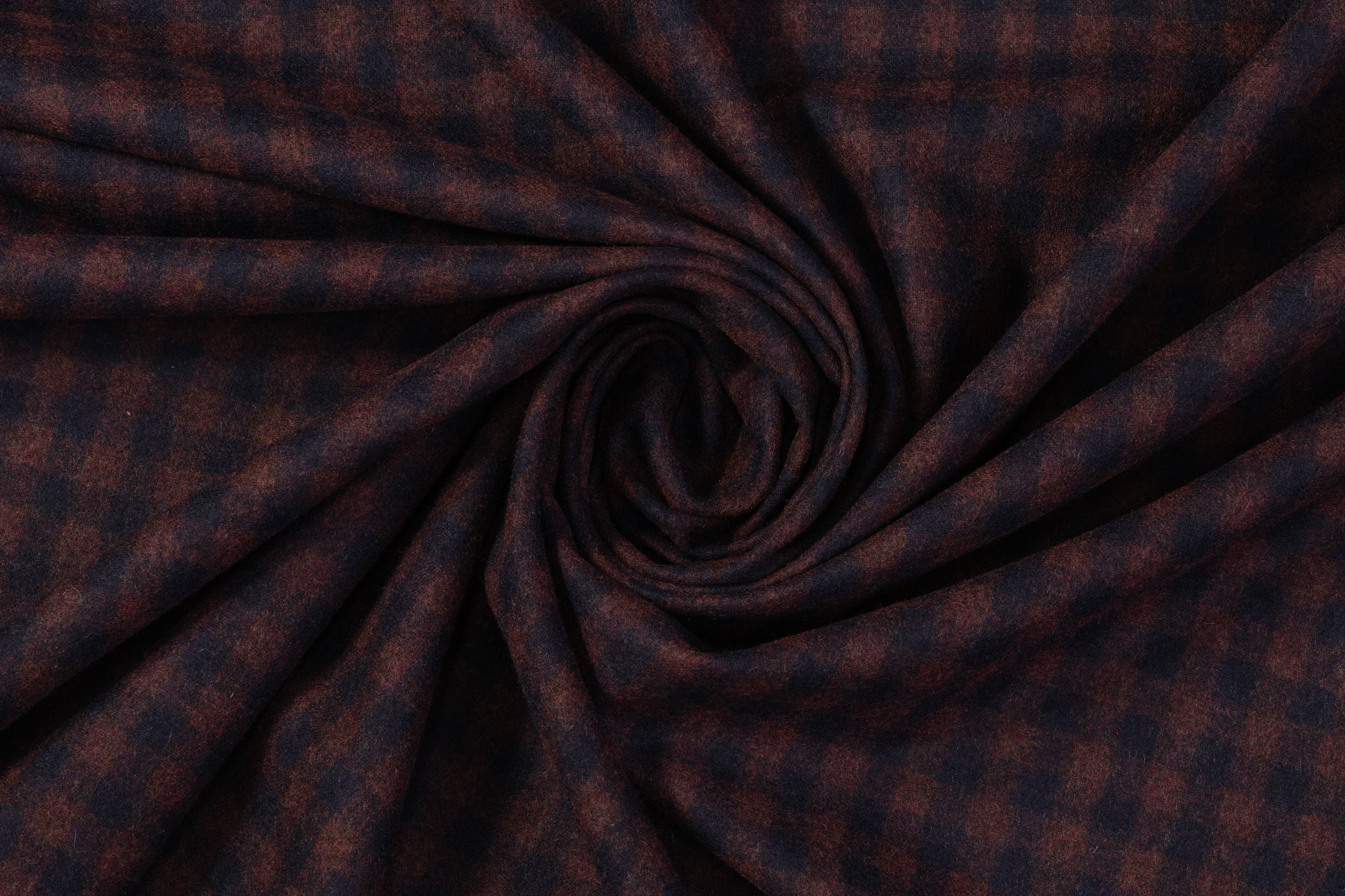 Gingham Check Italian Wool Suiting - Burgundy / Navy