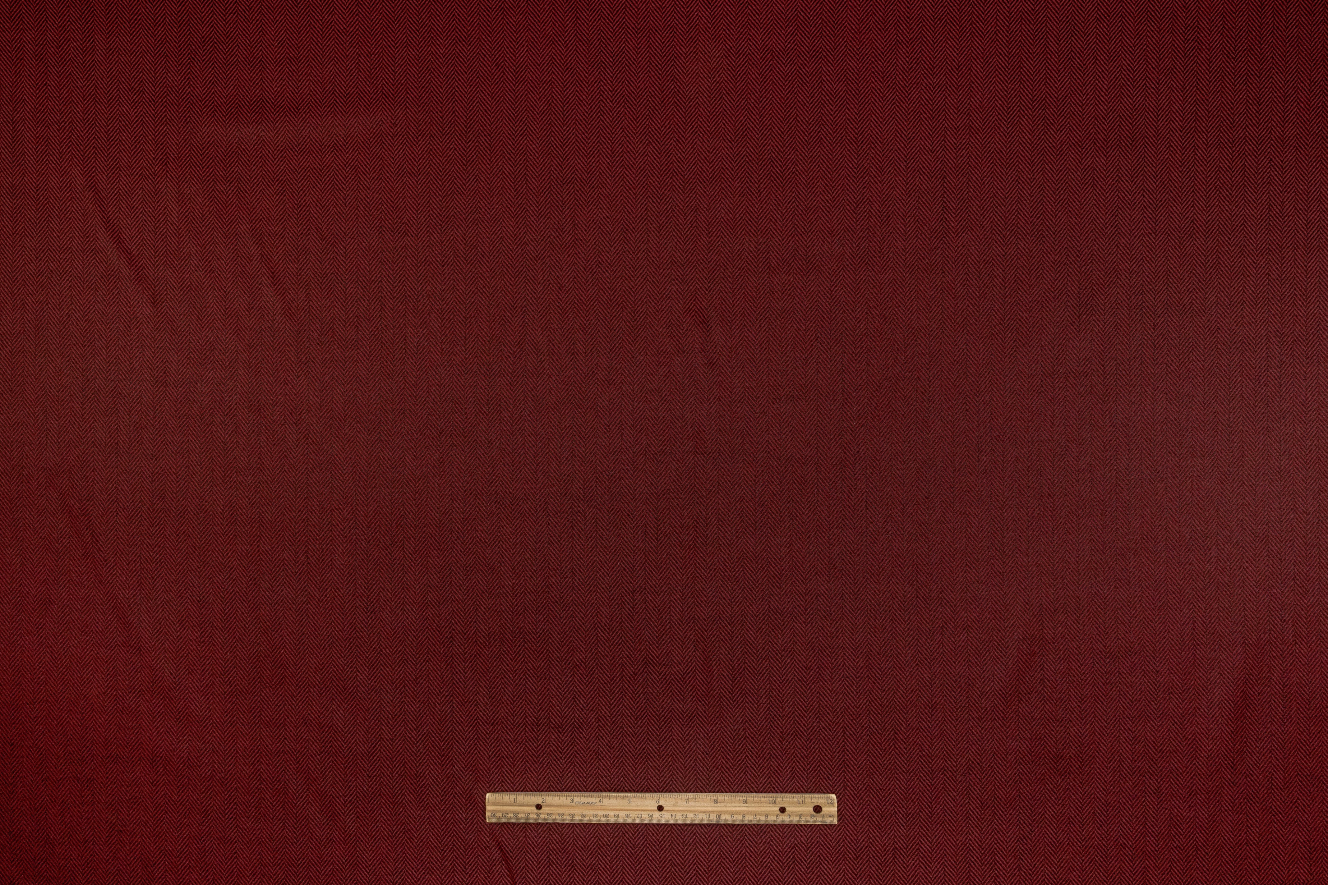 Italian Herringbone Wool Suiting - Red / Black