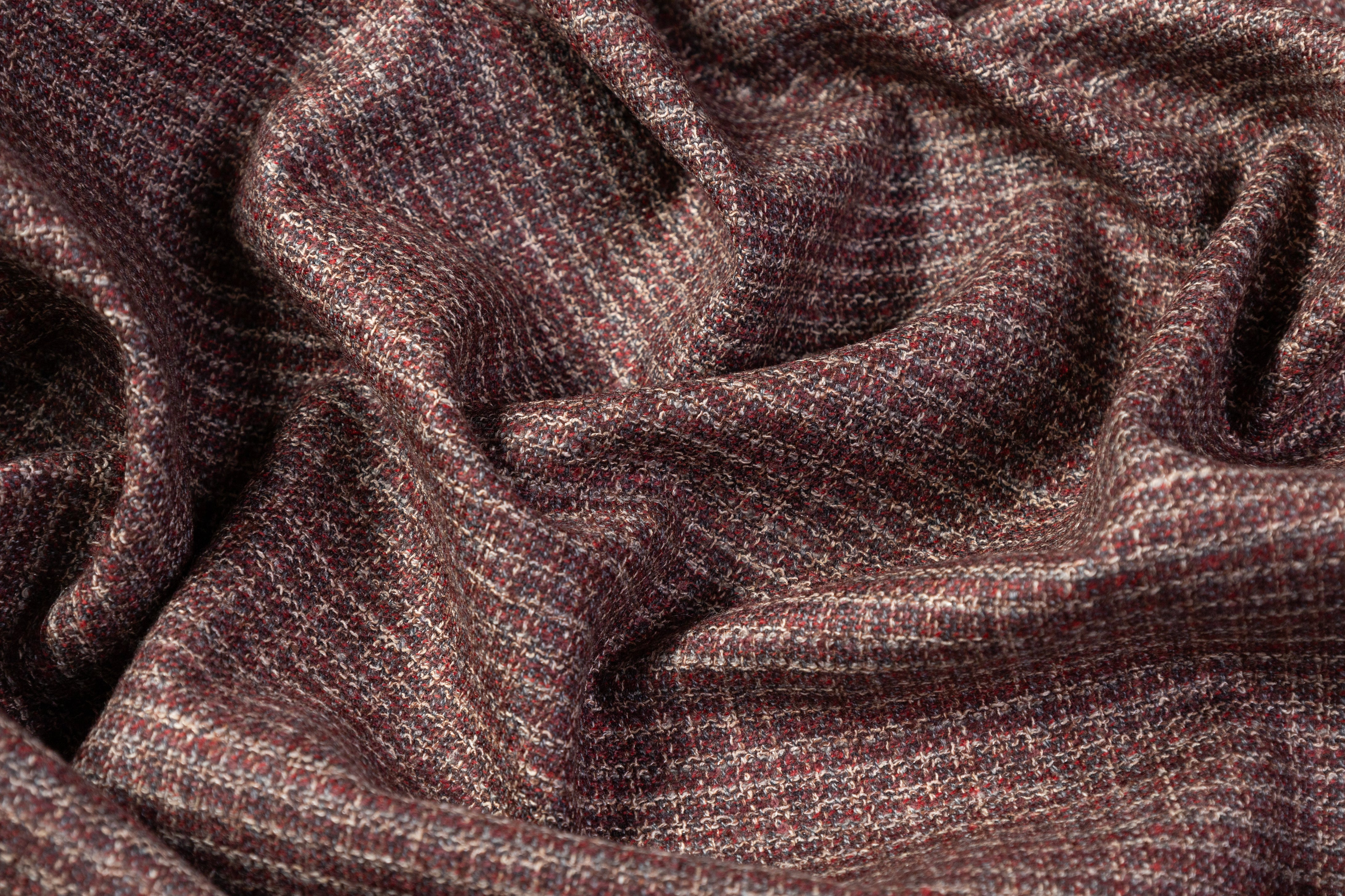 Guabello - Italian Wool Blend Tweed Suiting - Brick Red