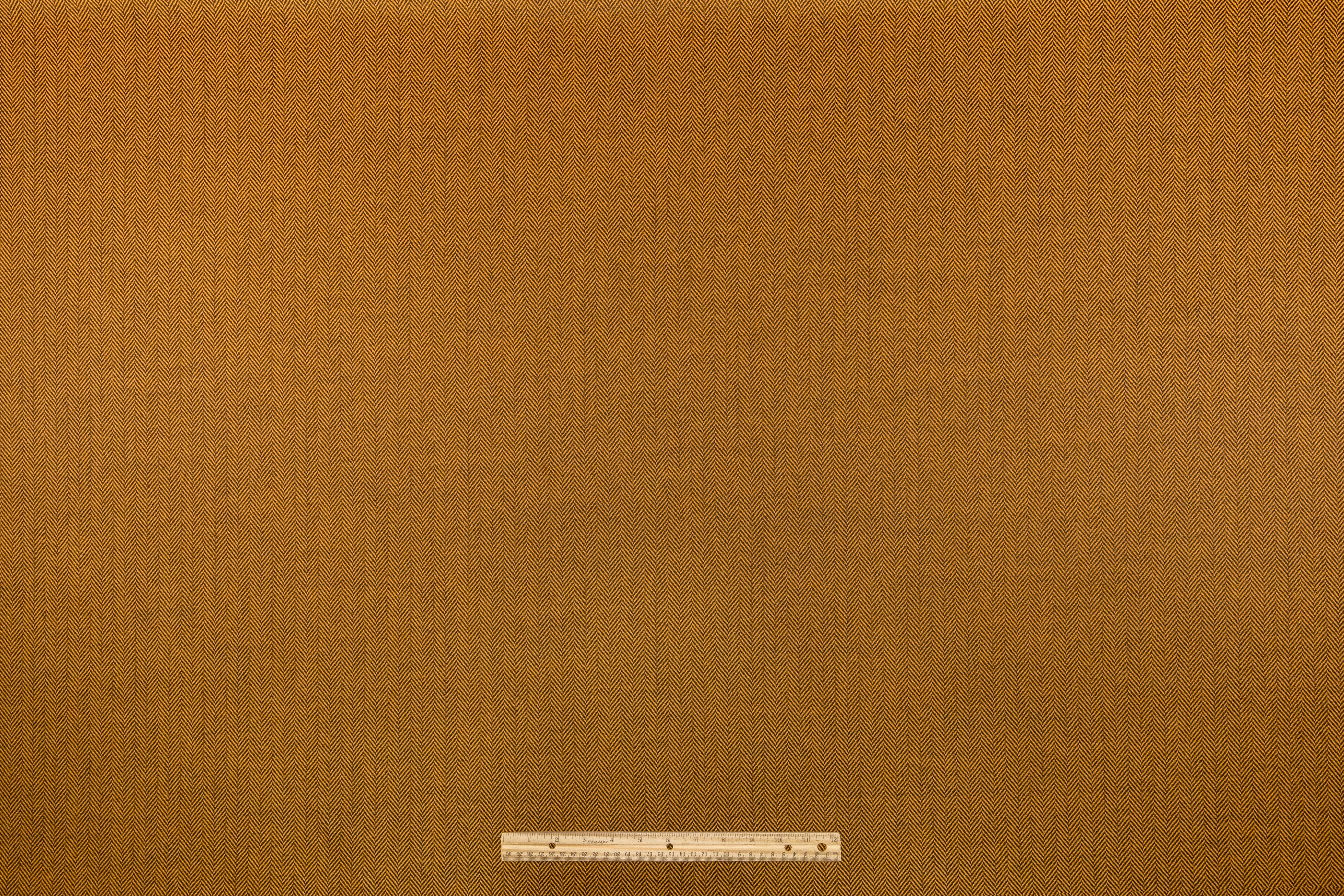 Italian Herringbone Wool Suiting - Ochre / Black