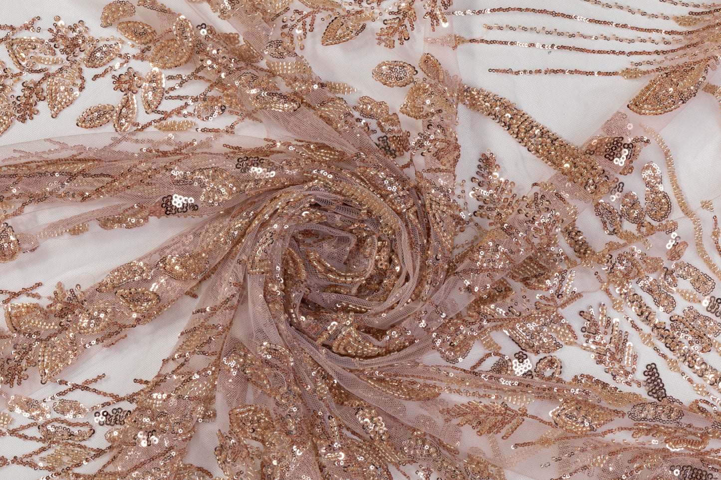 Beaded and Sequined Tulle - Rose Gold