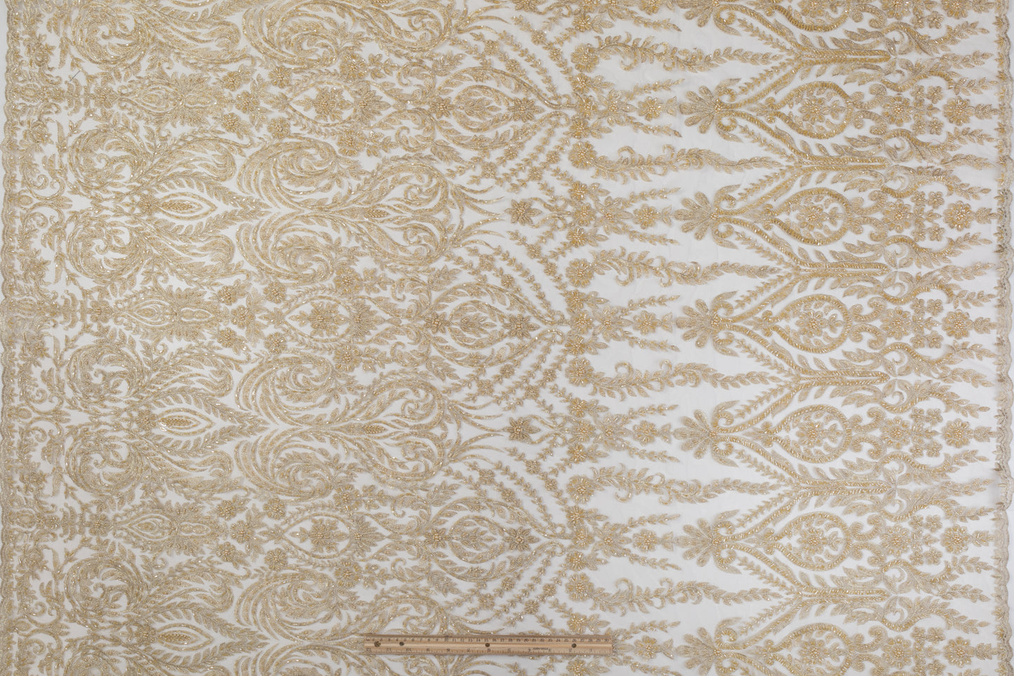Beaded and Embroidered Tulle - Champagne Gold