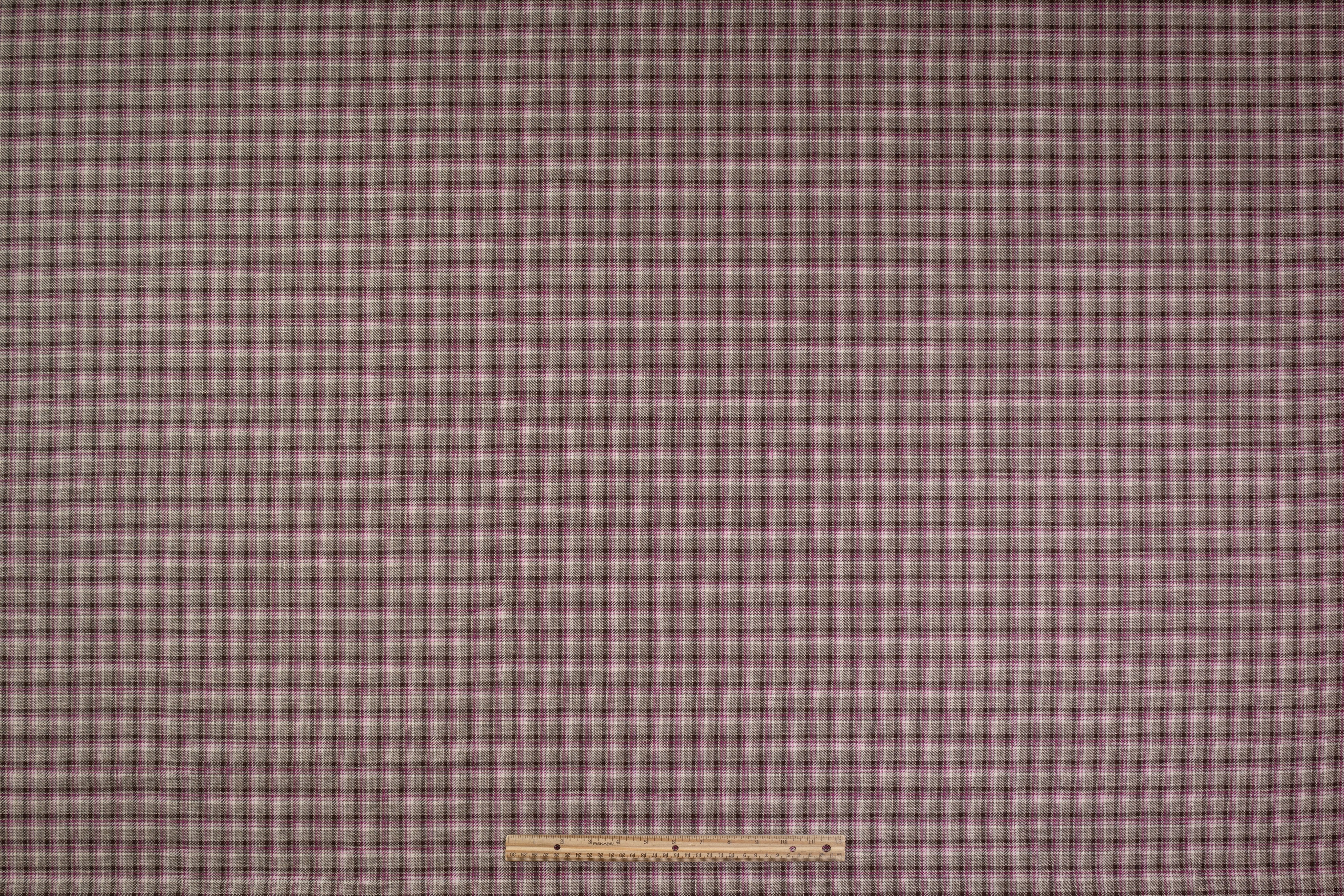 Cerruti - Checked Italian Wool Linen Suiting - Fuchsia / Taupe