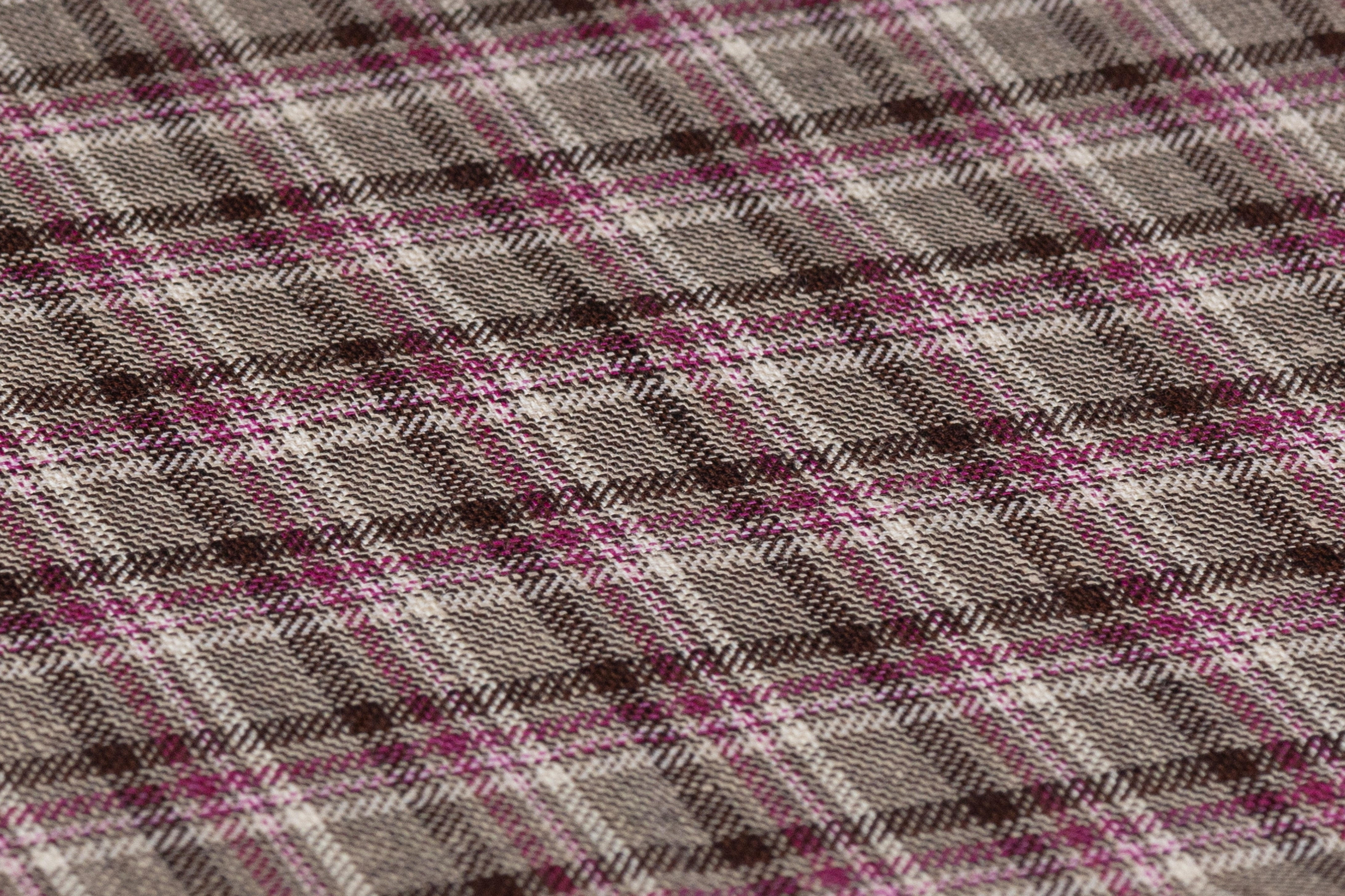 Cerruti - Checked Italian Wool Linen Suiting - Fuchsia / Taupe