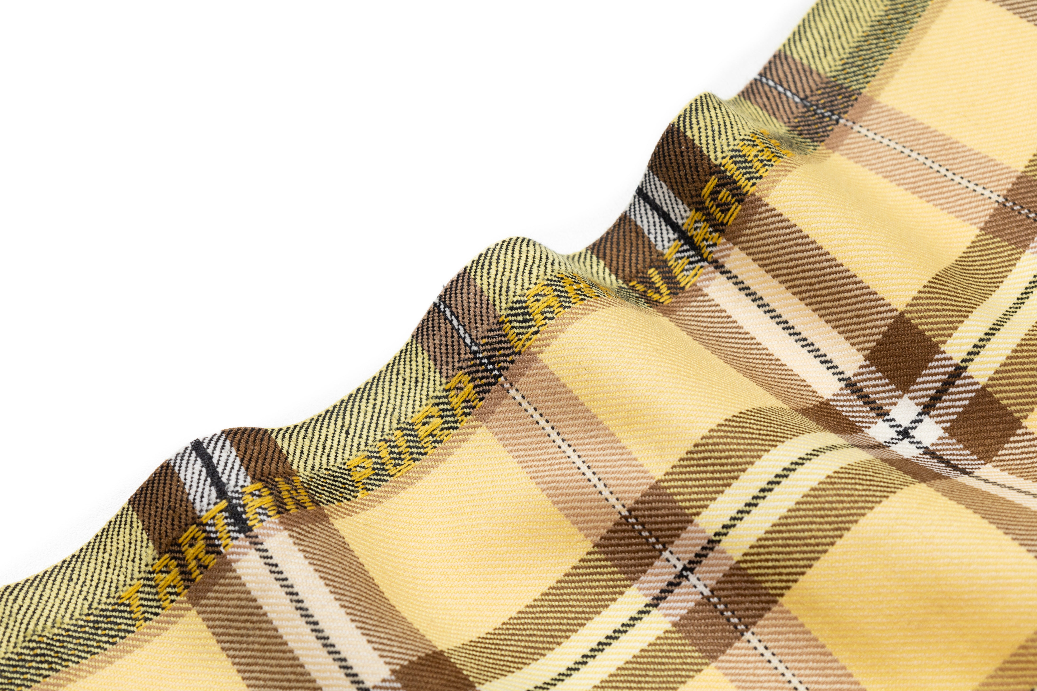 Tartan Italian Wool Suiting - Yellow / Brown