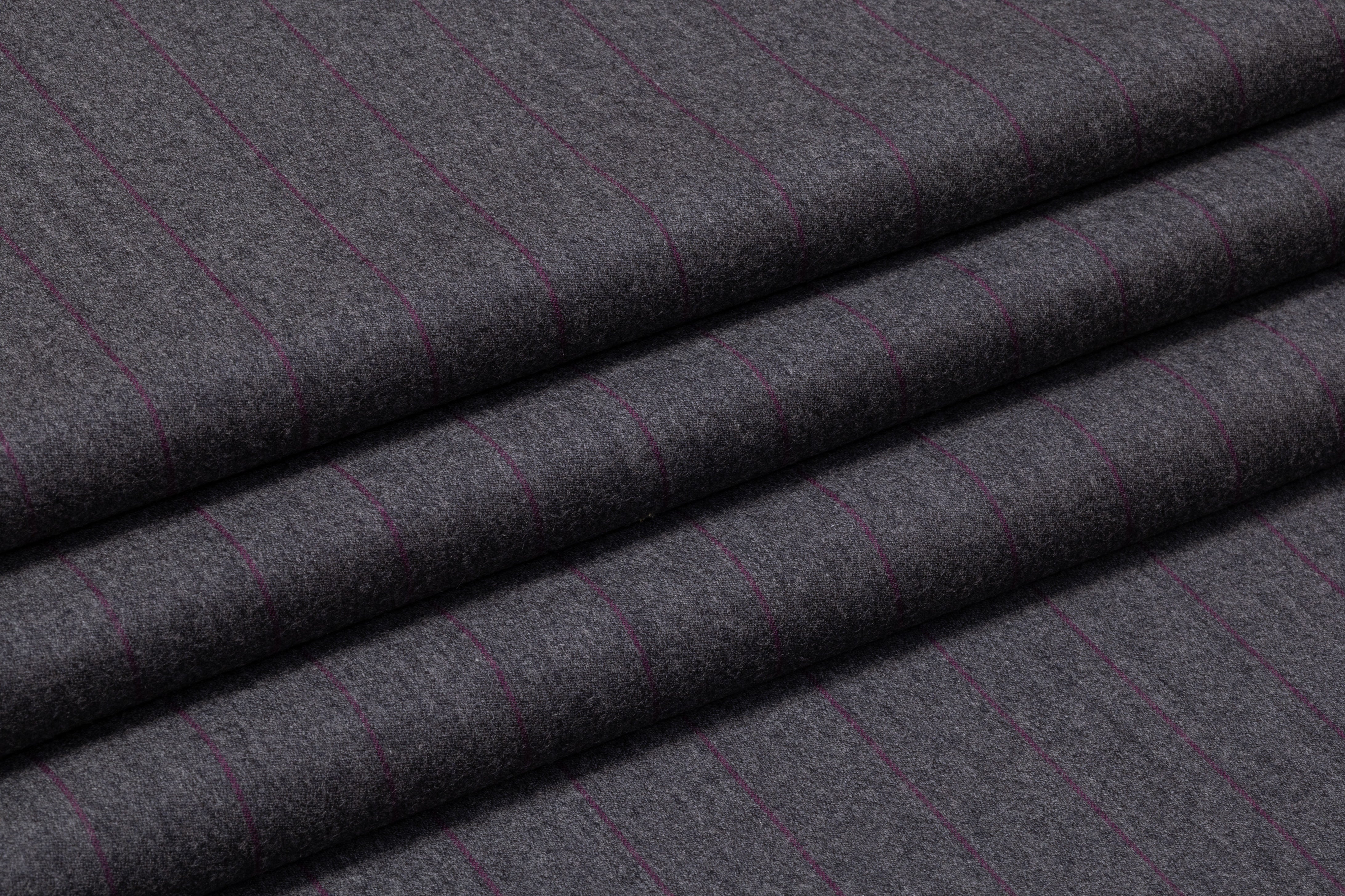 Pinstriped Italian Wool Suiting - Gray / Fuchsia