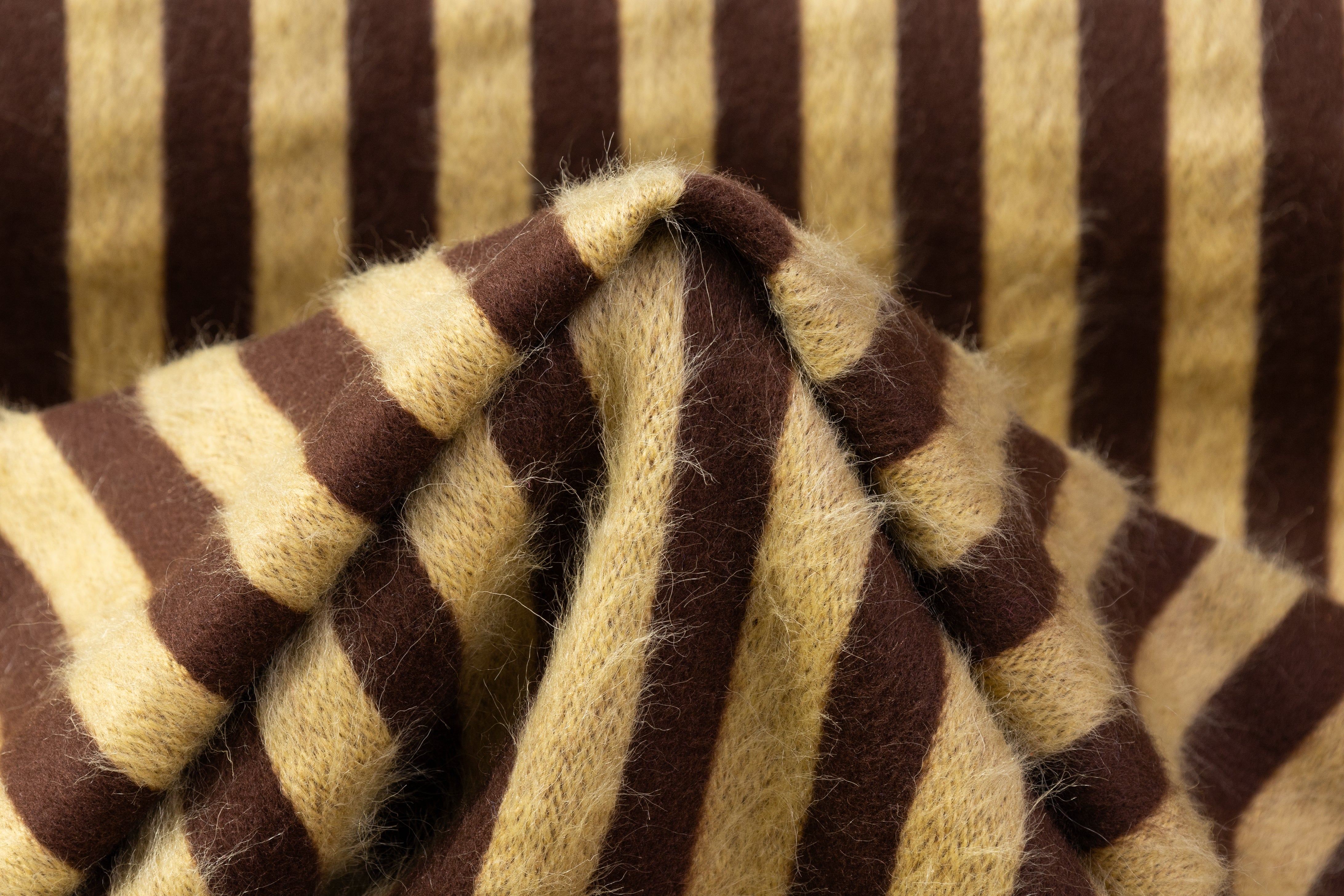 Striped Italian Alpaca Wool Coating - Brown / Yellow